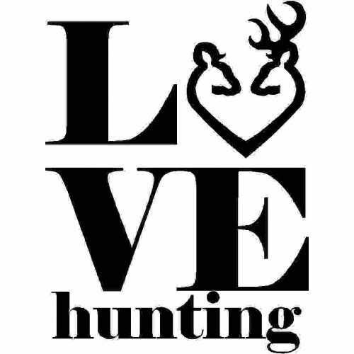 Hunting Love Deer  Vinyl Decal Sticker

Size option will determine the size from the longest side
Industry standard high performance calendared vinyl film
Cut from Oracle 651 2.5 mil
Outdoor durability is 7 years
Glossy surface finish