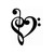 Treble Bass Clef Heart 78 Vinyl Sticker