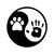 Ying Yang Paw Hand Vinyl Sticker