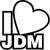 I Love JDM Decal Sticker Product Information  Size option will determine the size from the longest side Industry standard high performance calendared vinyl film Cut from Oracle 651 2.5 mil Outdoor durability is 7 years Glossy surface finish