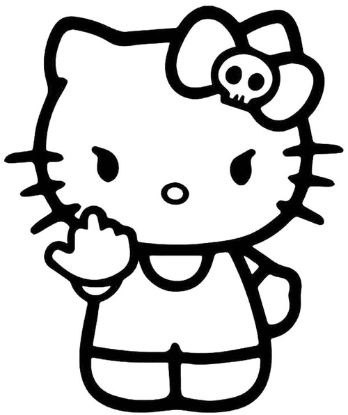 Hello Kitty Fuck You Middle Finger Vinyl Sticker