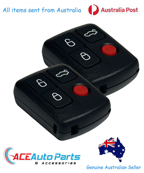 New Complete 4 Button Remote Key Fobs (2) For Ford BA BF Falcon Inc XR6 + XR8 