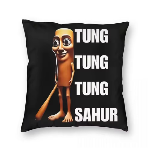 Tung Tung Sahur Pillow Case Black