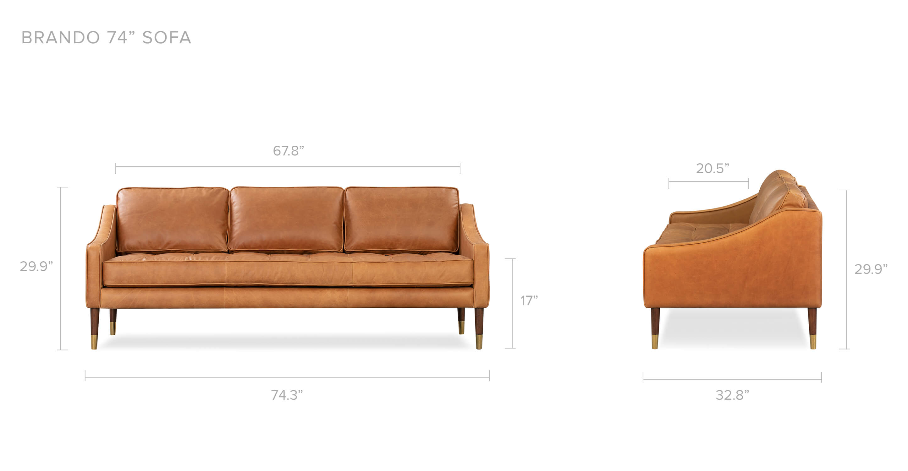 Milano Russett Brando 74" Leather Sofa