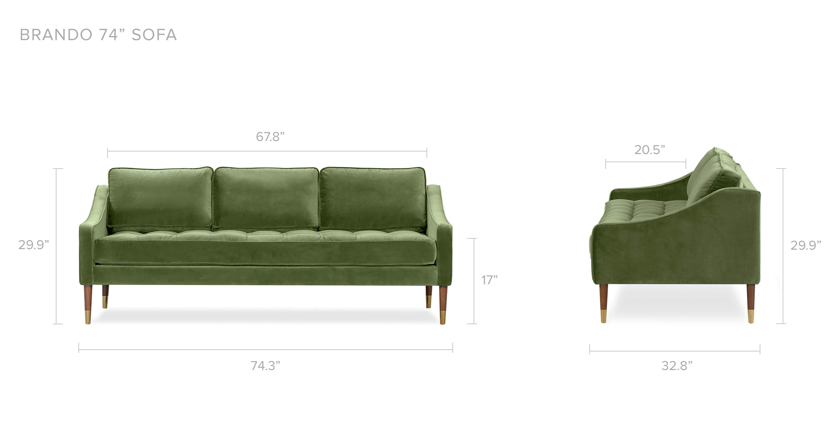 Overall Dimension Width 74.3" x Depth 32.8" x Height 29.9"