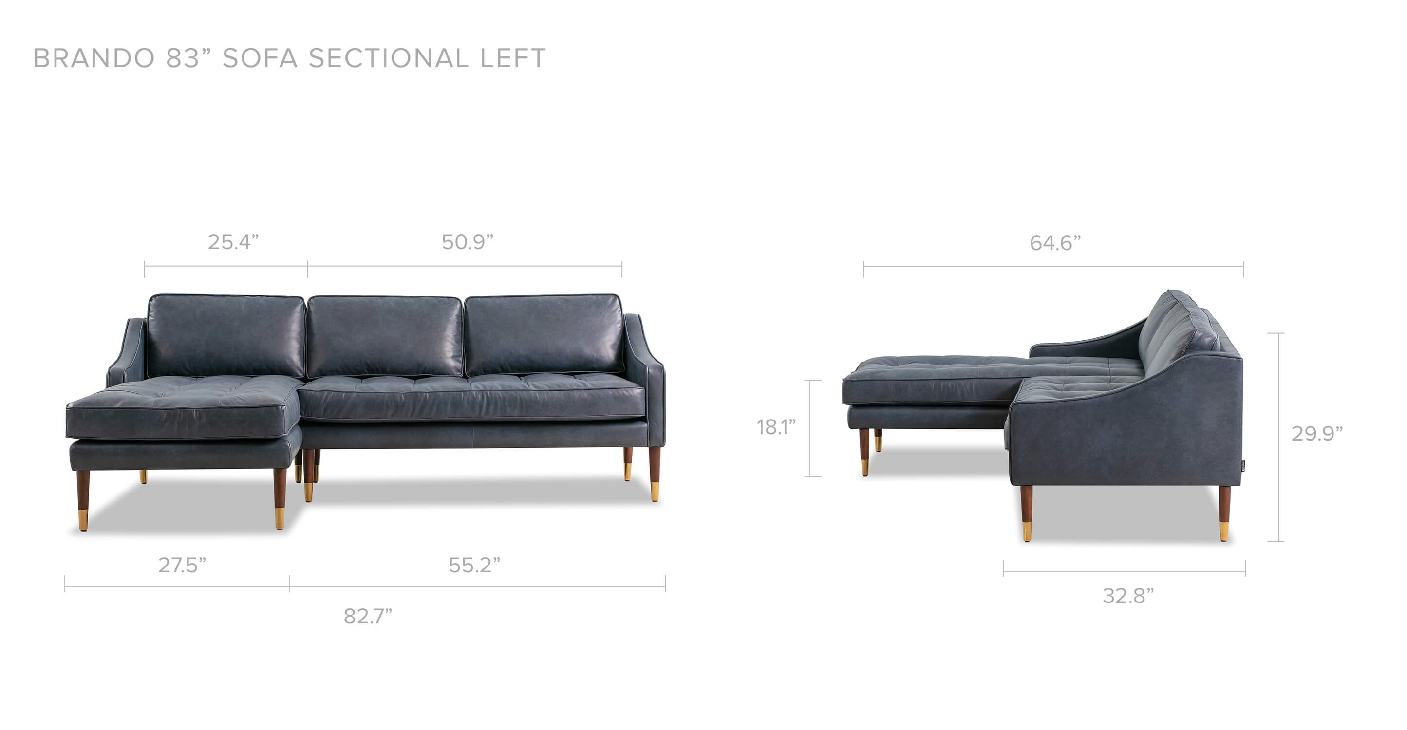 Overall Dimension Width 82.7" x Depth 64.6" x Height 29.9"