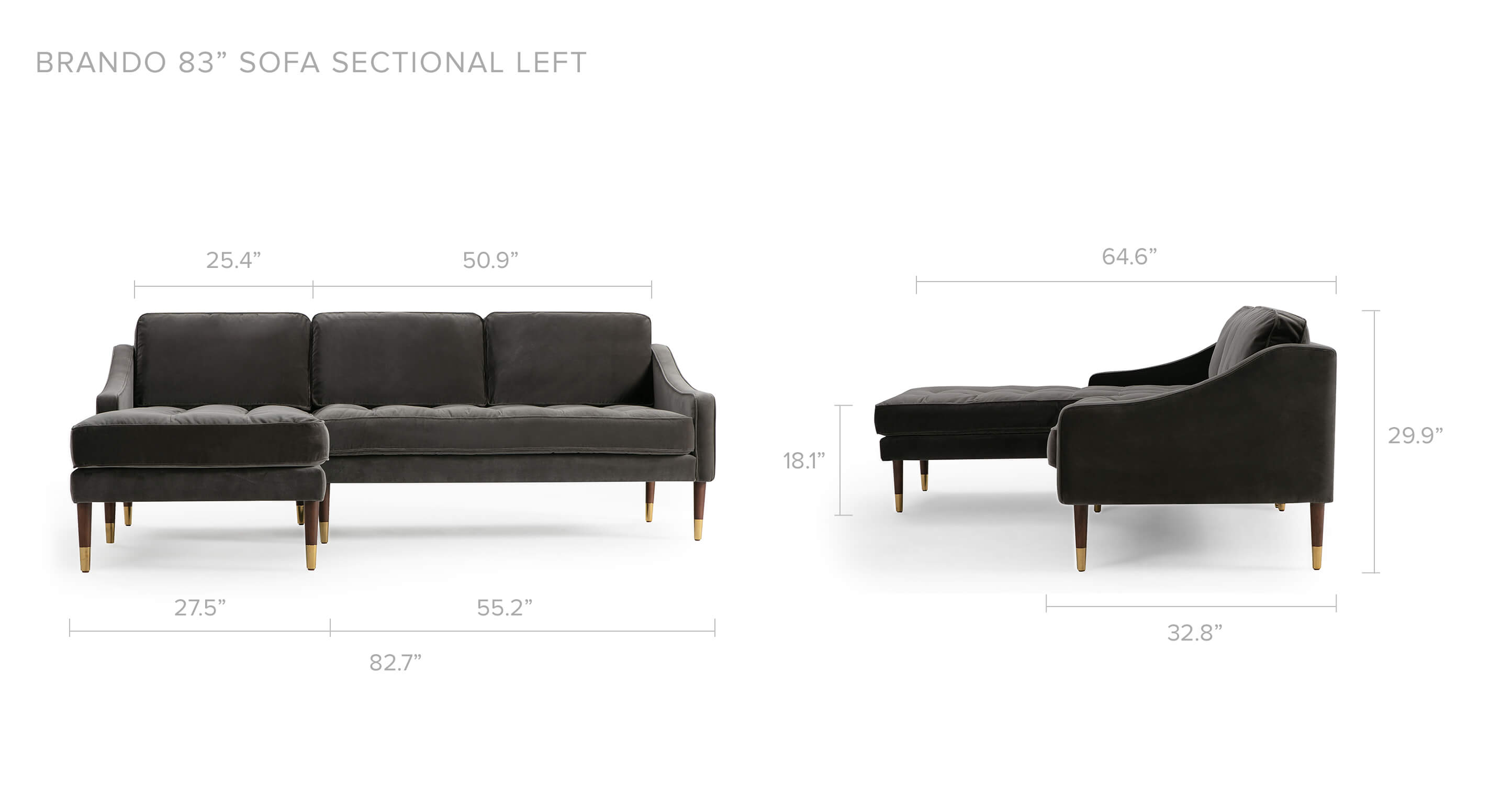 Overall Dimension Width 82.7" x Depth 64.6" x Height 29.9"