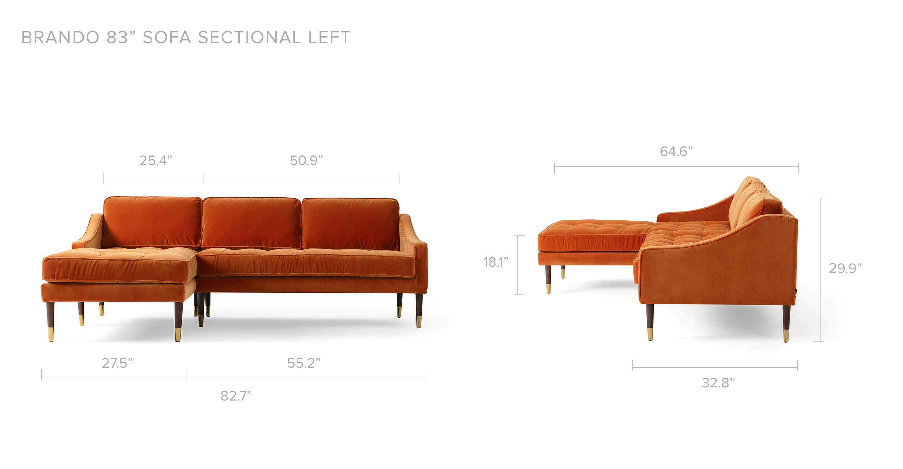 Overall Dimension Width 82.7" x Depth 64.6" x Height 29.9"