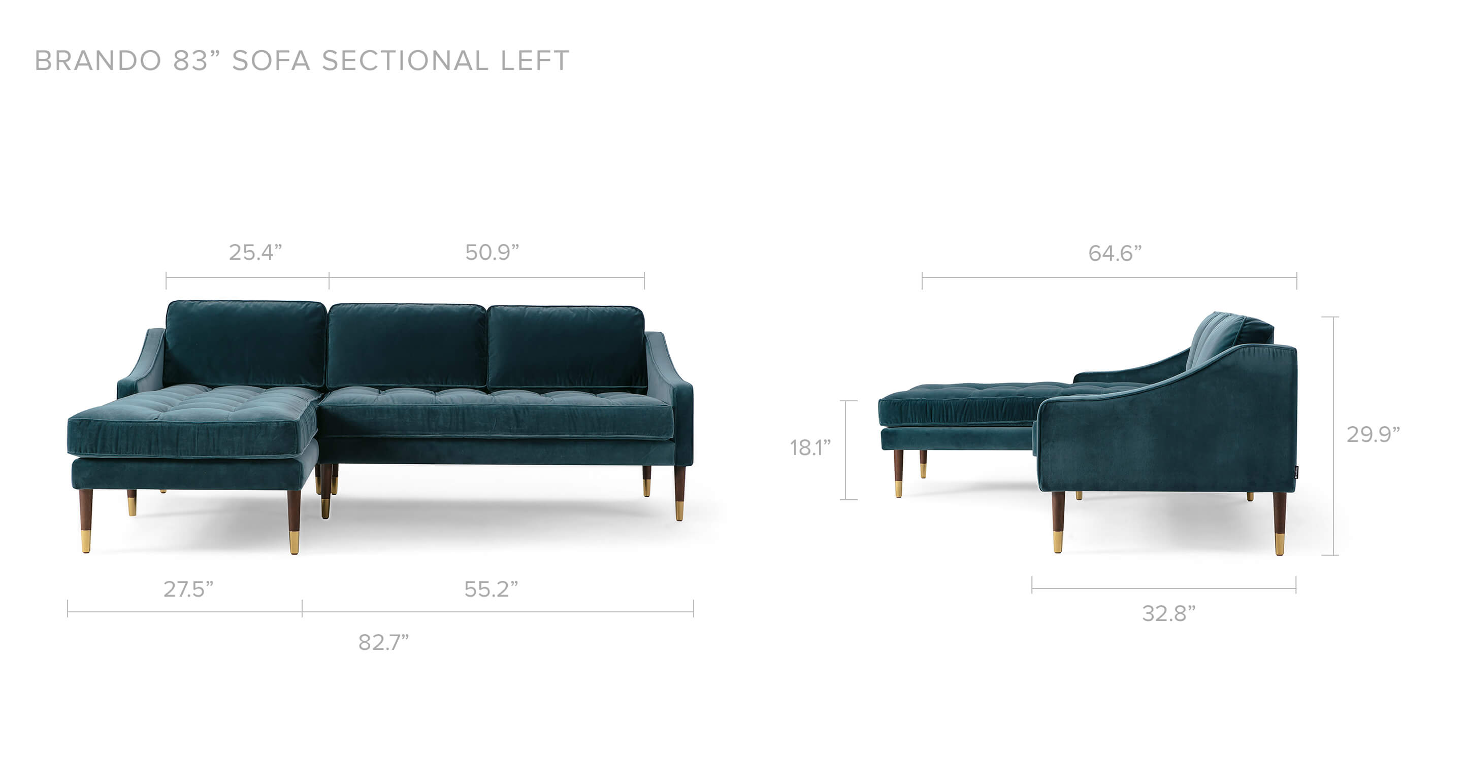 Overall Dimension Width 82.7" x Depth 64.6" x Height 29.9"