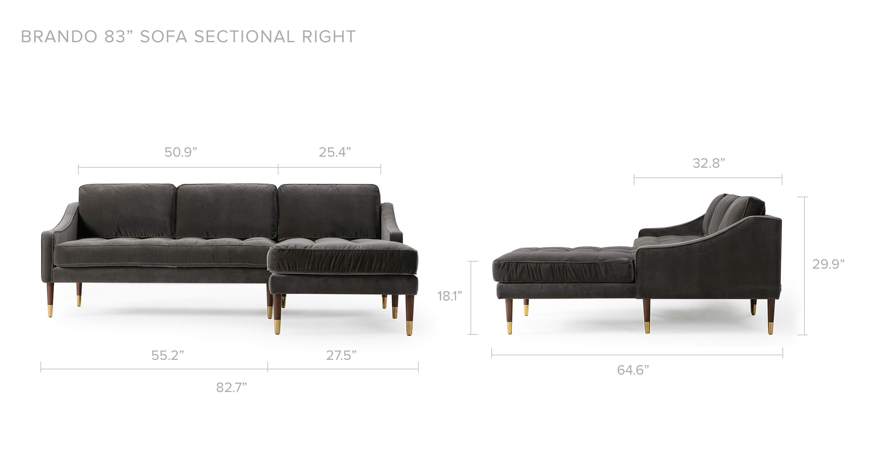 Overall Dimension Width 82.7" x Depth 64.6" x Height 29.9"