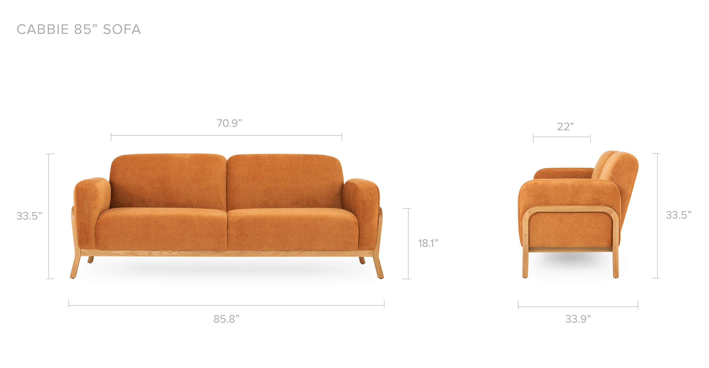 Overall Dimension Width 85.8" x Depth 33.9" x Height 33.5"