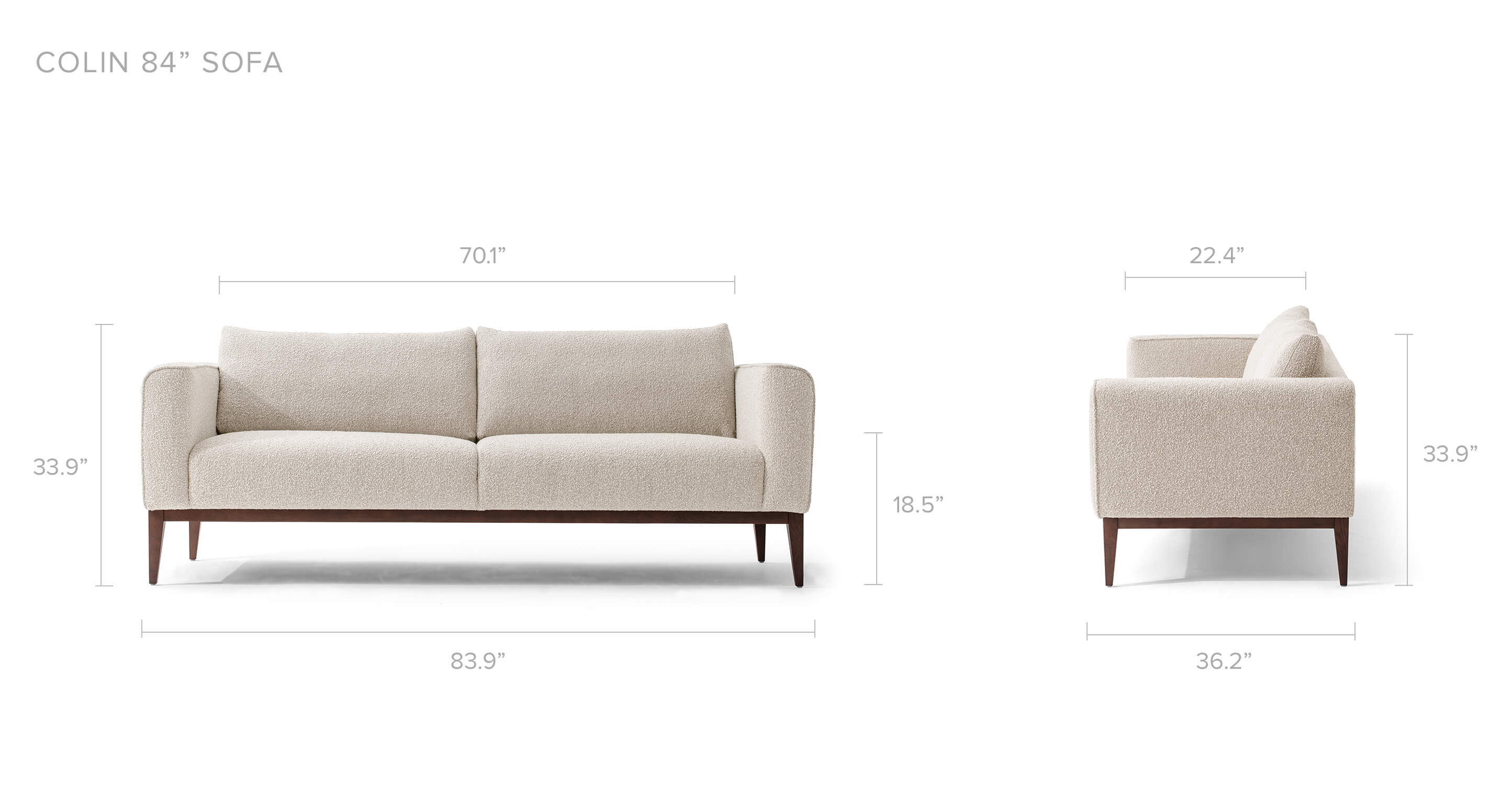 Overall Dimension Width 83.9" x Depth 36.2" x Height 33.9"