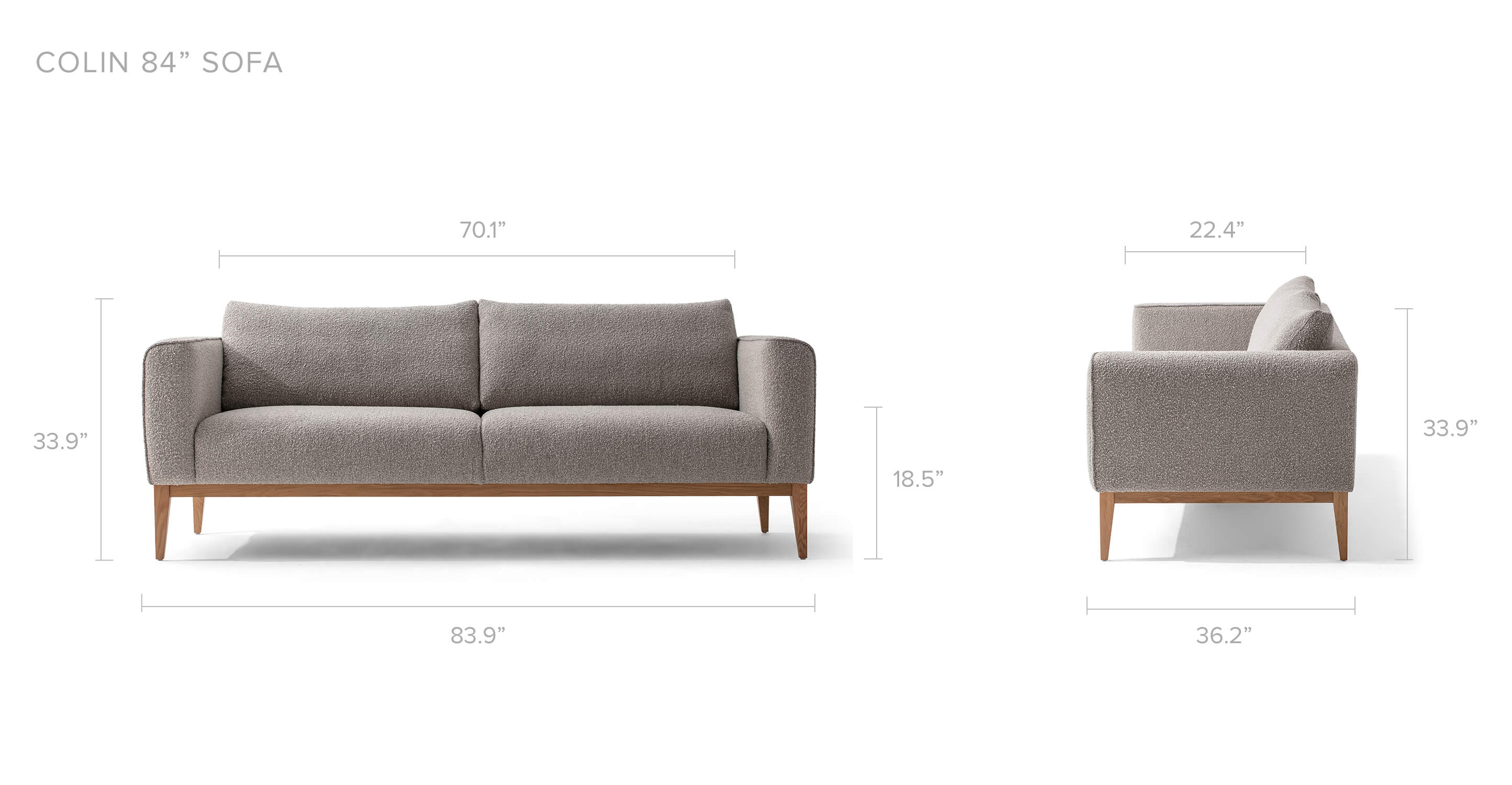 Overall Dimension Width 83.9" x Depth 36.2" x Height 33.9"