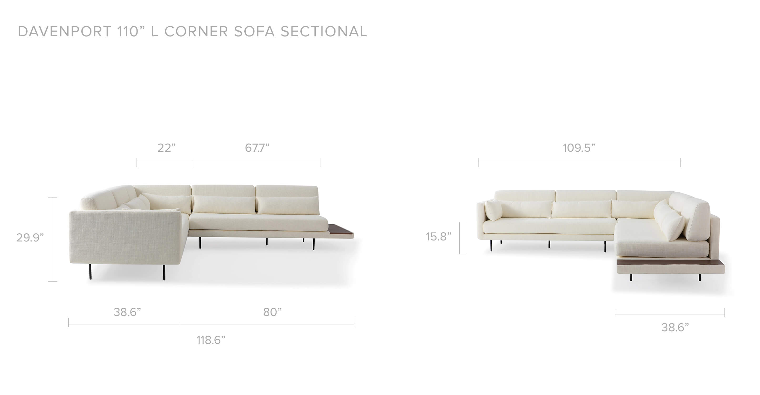 Overall Dimension Width 109.5" x Depth 118.6" x Height 29.9"