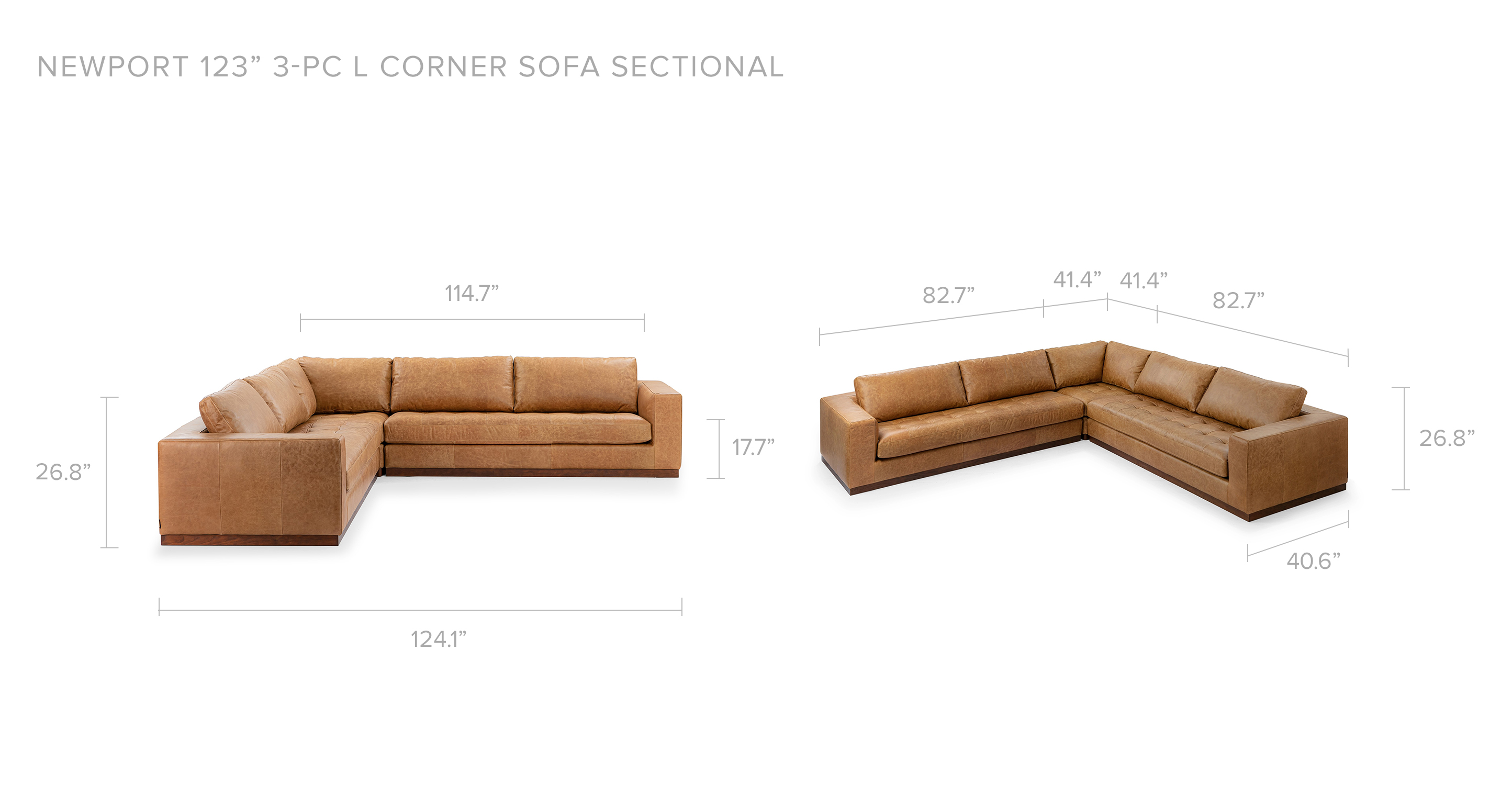 Cognac Newport 91" Leather Sofa