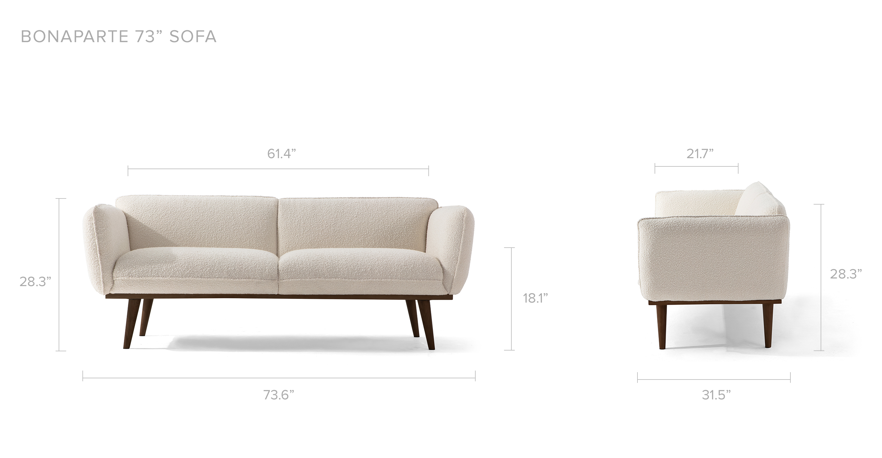 Overall Dimension Width 73.6" x Depth 31.5" x Height 28.3"