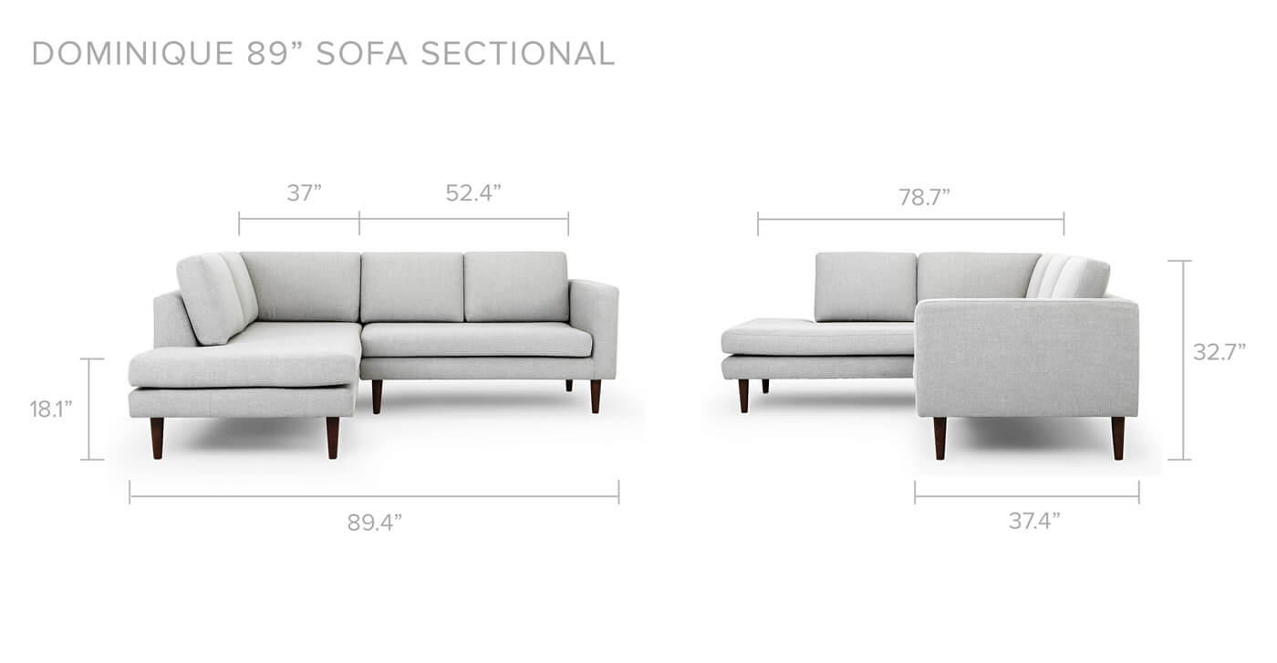Silver Lining Left Sectional Dominique 89" Fabric Sofa