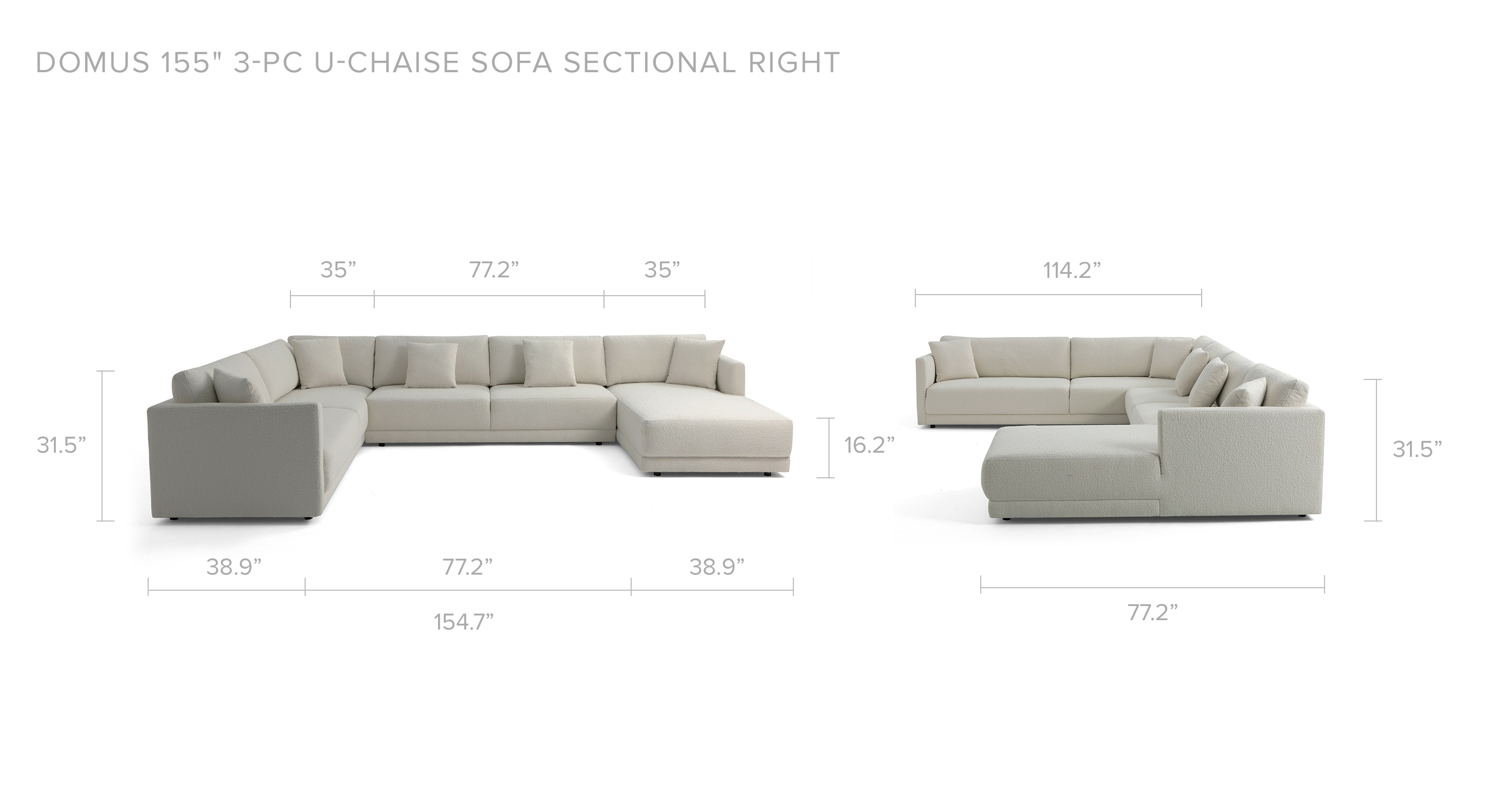 Overall Dimension Full width 154.7" x Longest Depth 114.2" x Height 31.5"