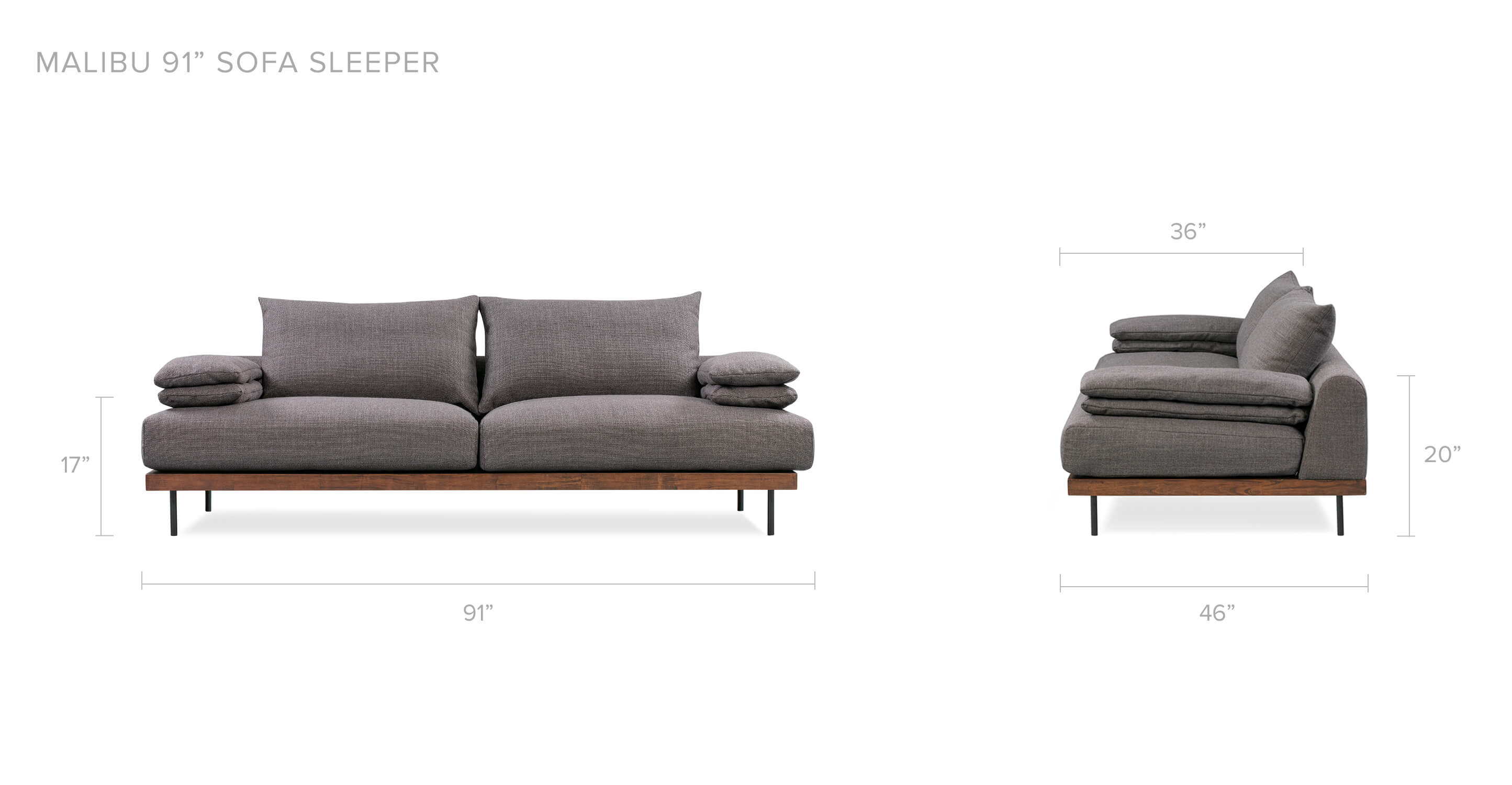 Malibu 91" Modern Fabric Sofa Sleeper