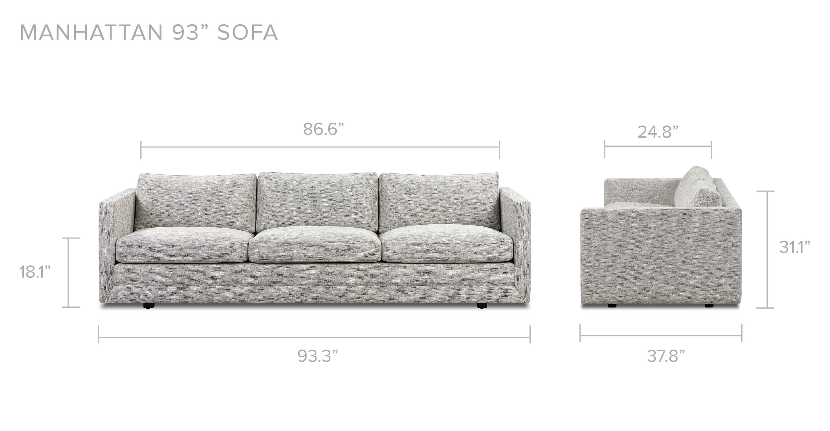 Cliff Woven Manhattan 93" Fabric Sofa