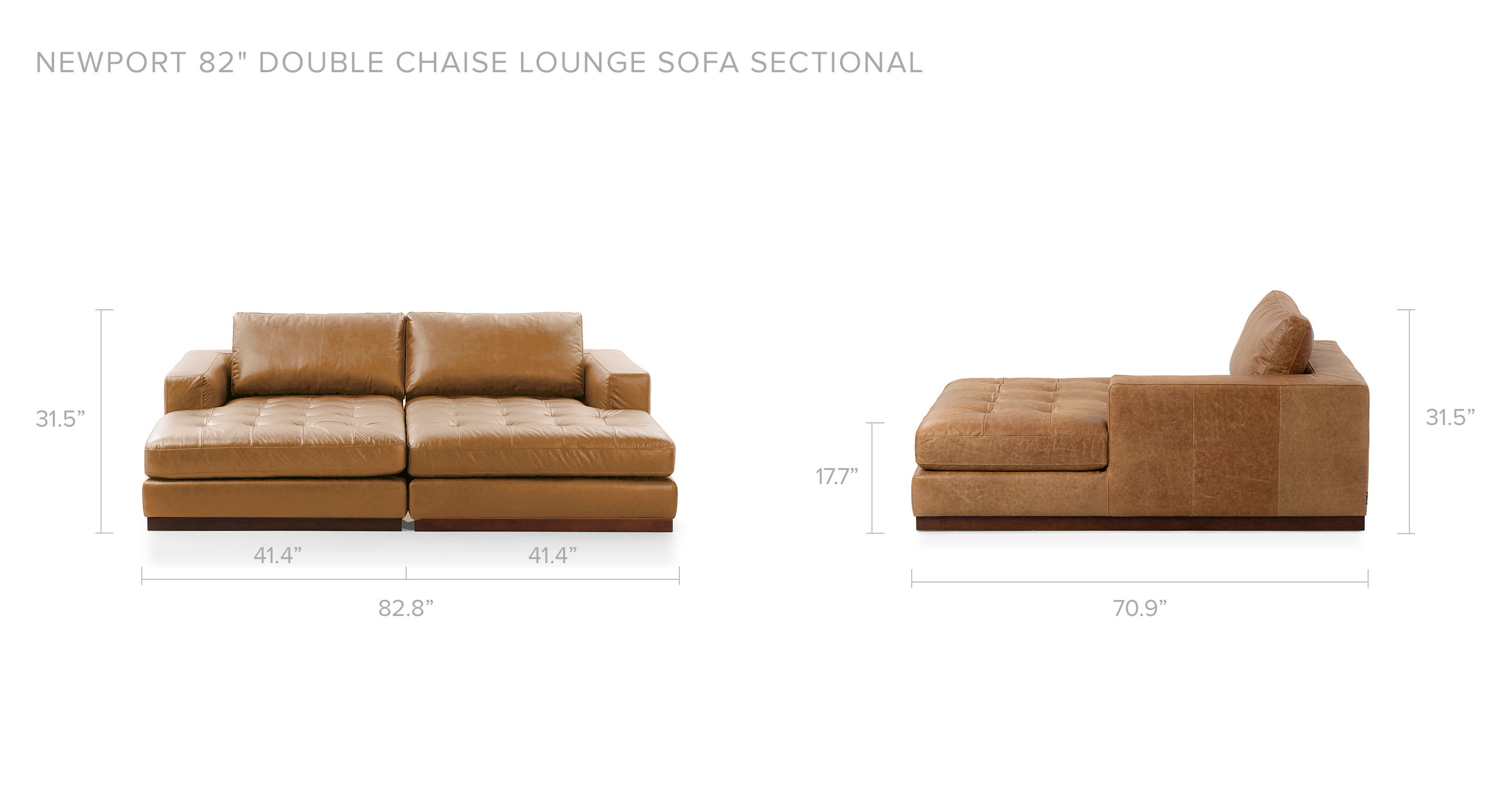 Cognac Newport 91" Leather Sofa