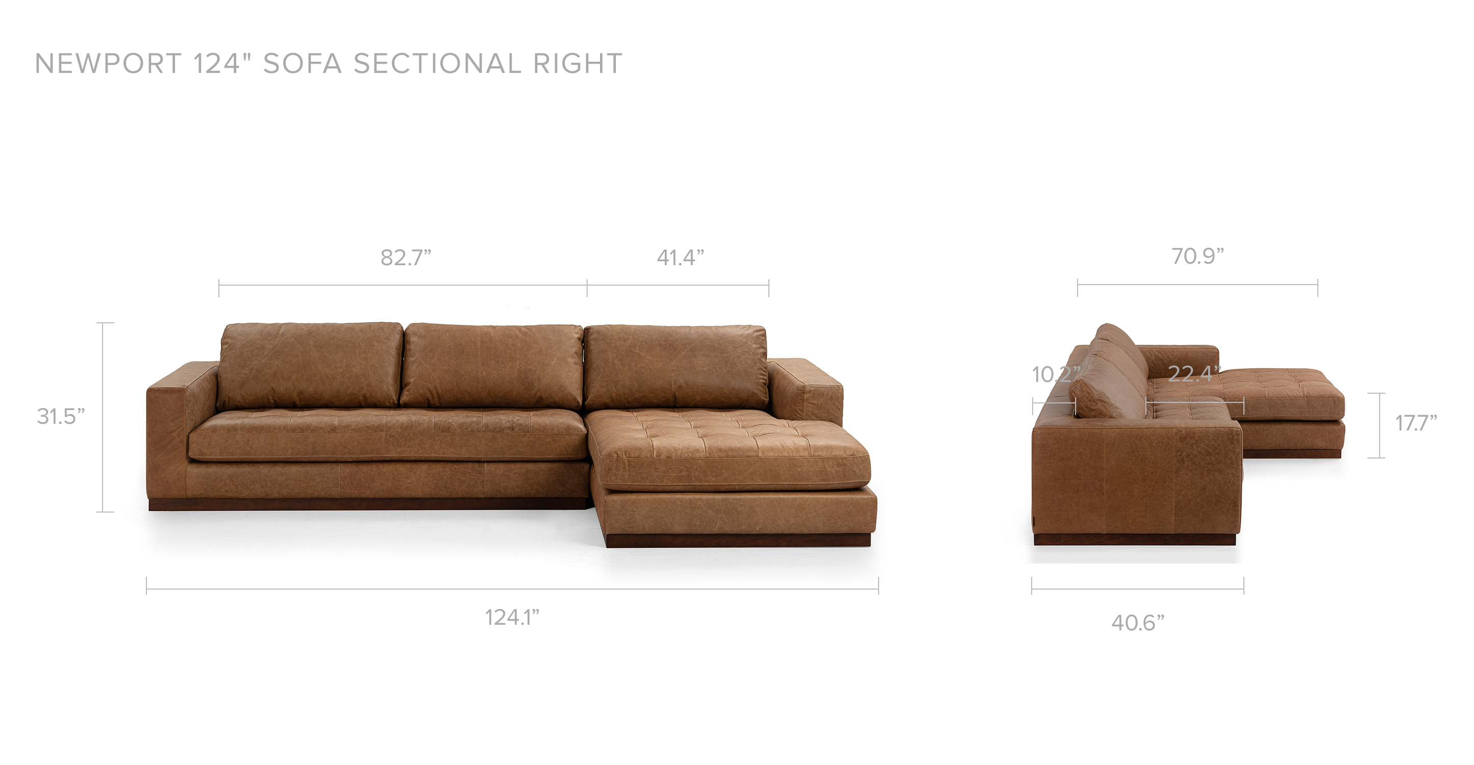 Cognac Newport 91" Leather Sofa