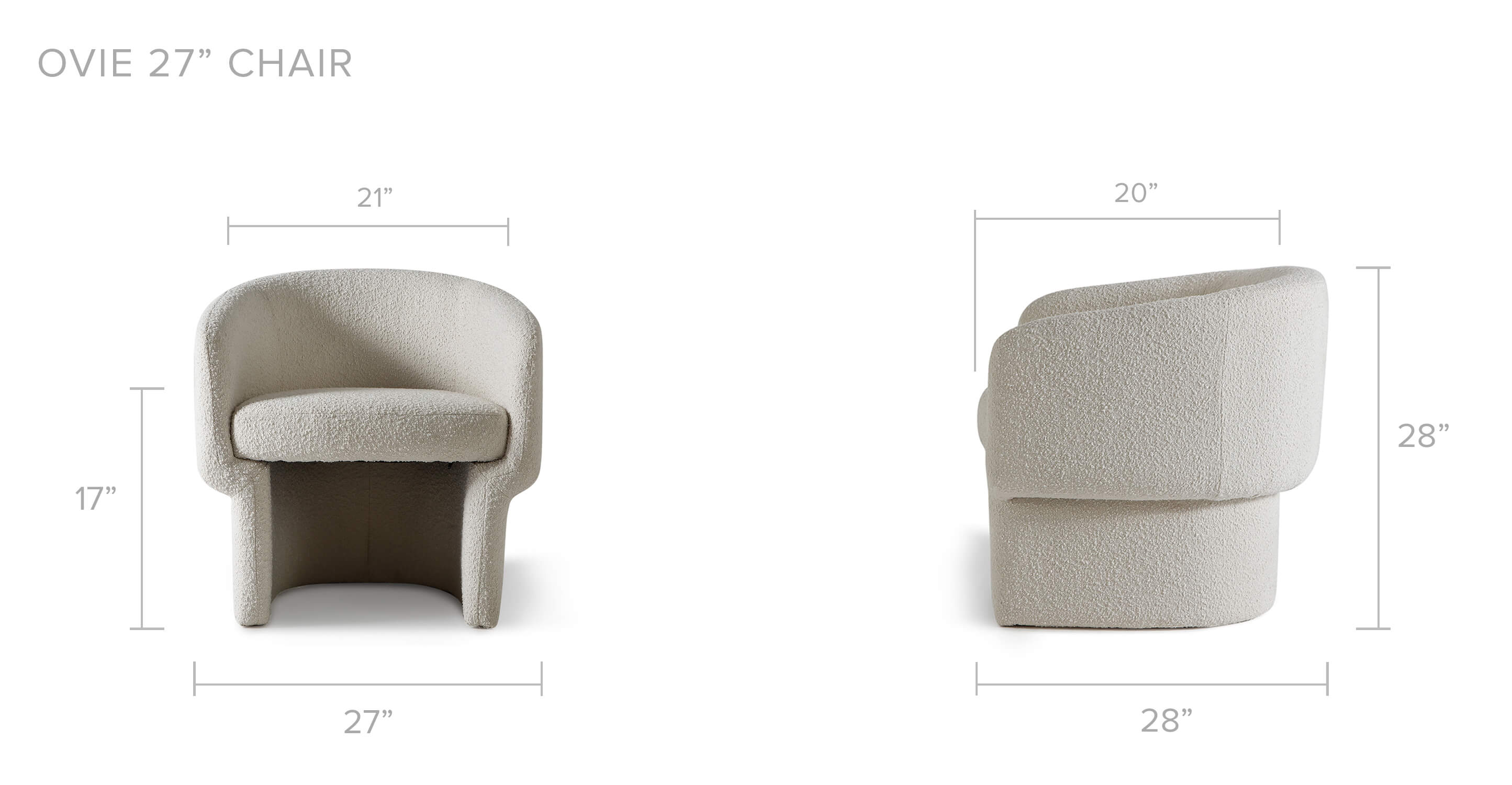 Blanc Boucle Ovie 27" Fabric Chair