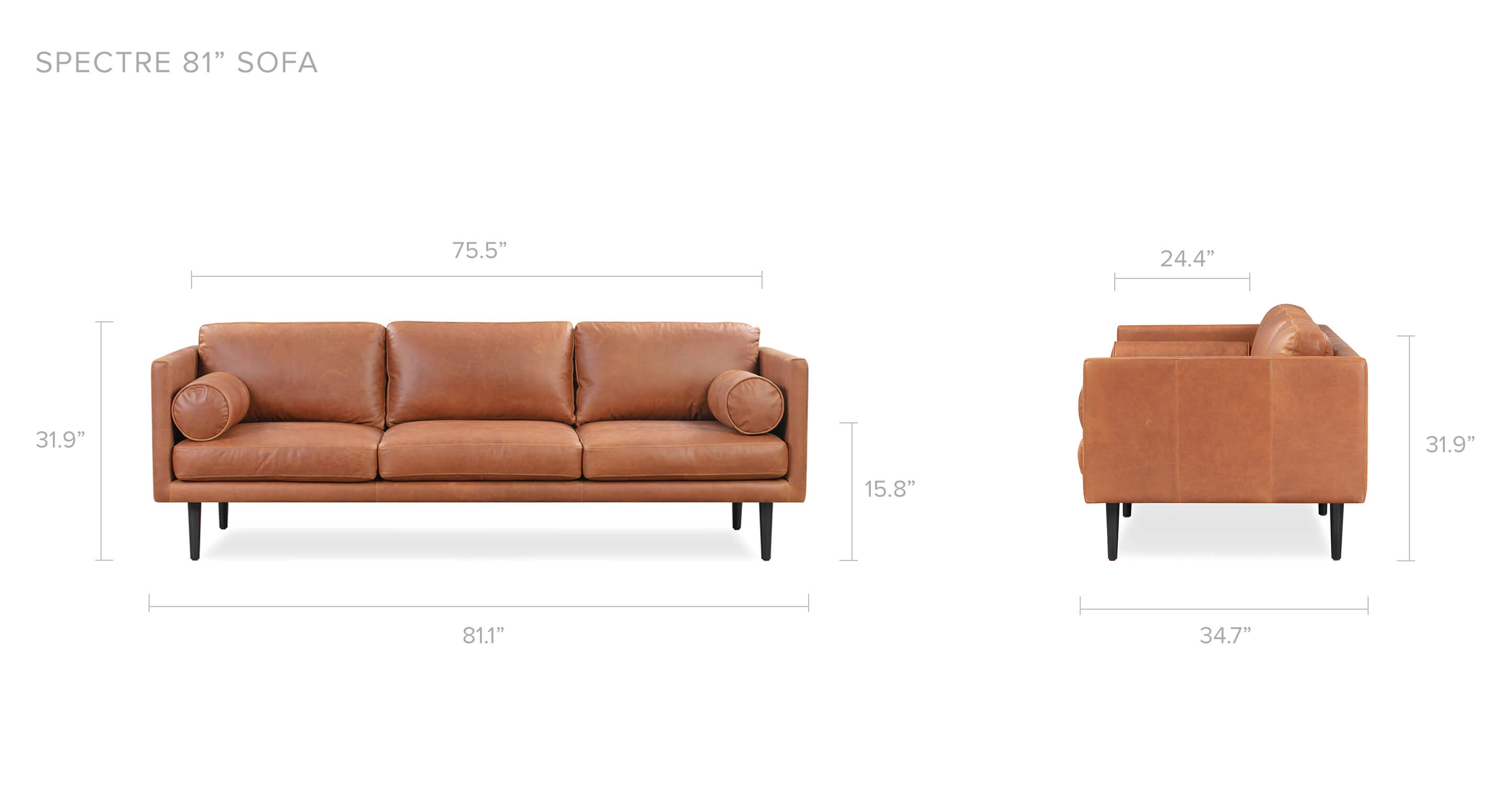 Milano Cigar Spectre 81" Leather Sofa