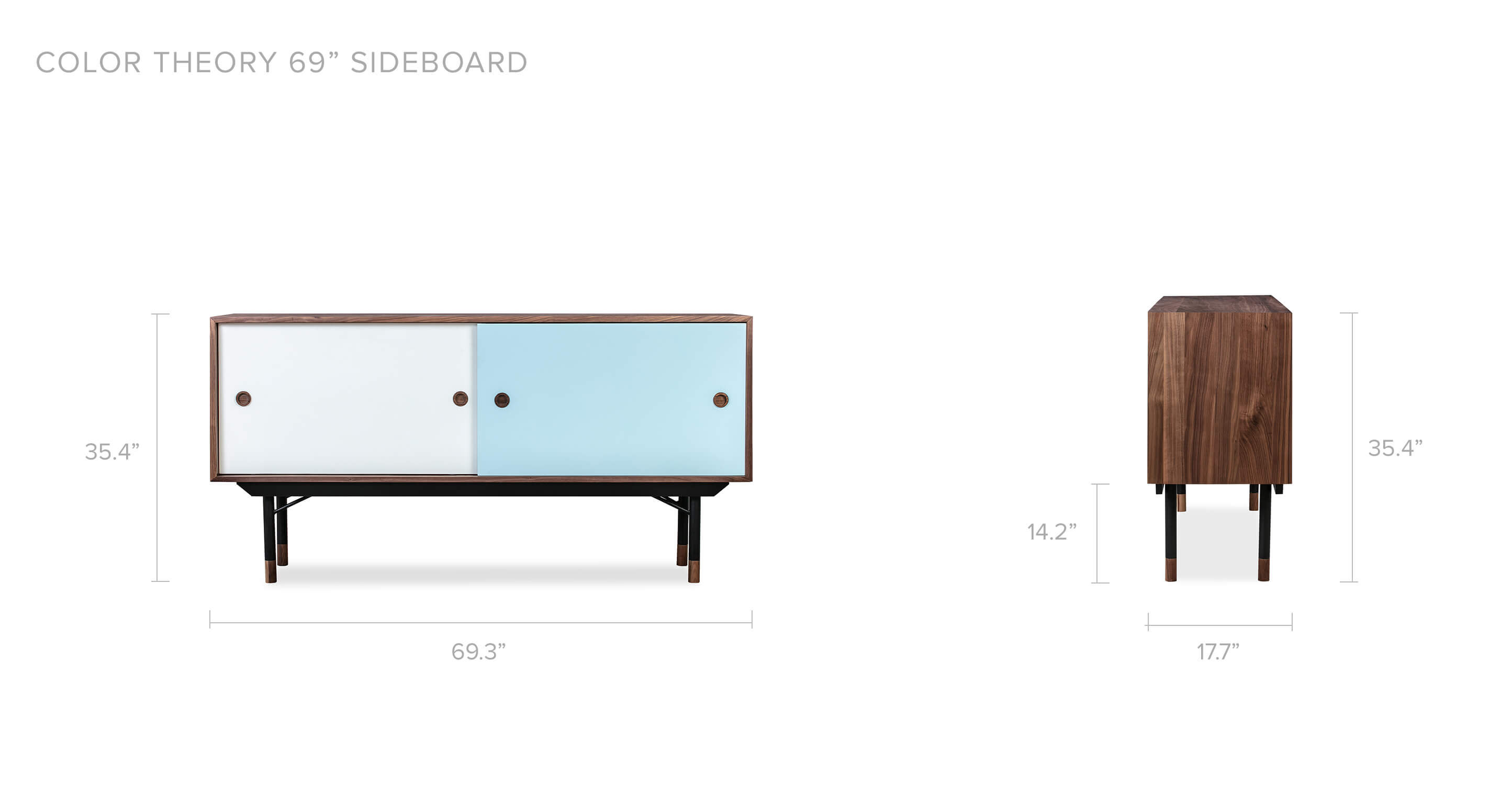 Color Theory 69" Mid-Century Modern Credenza