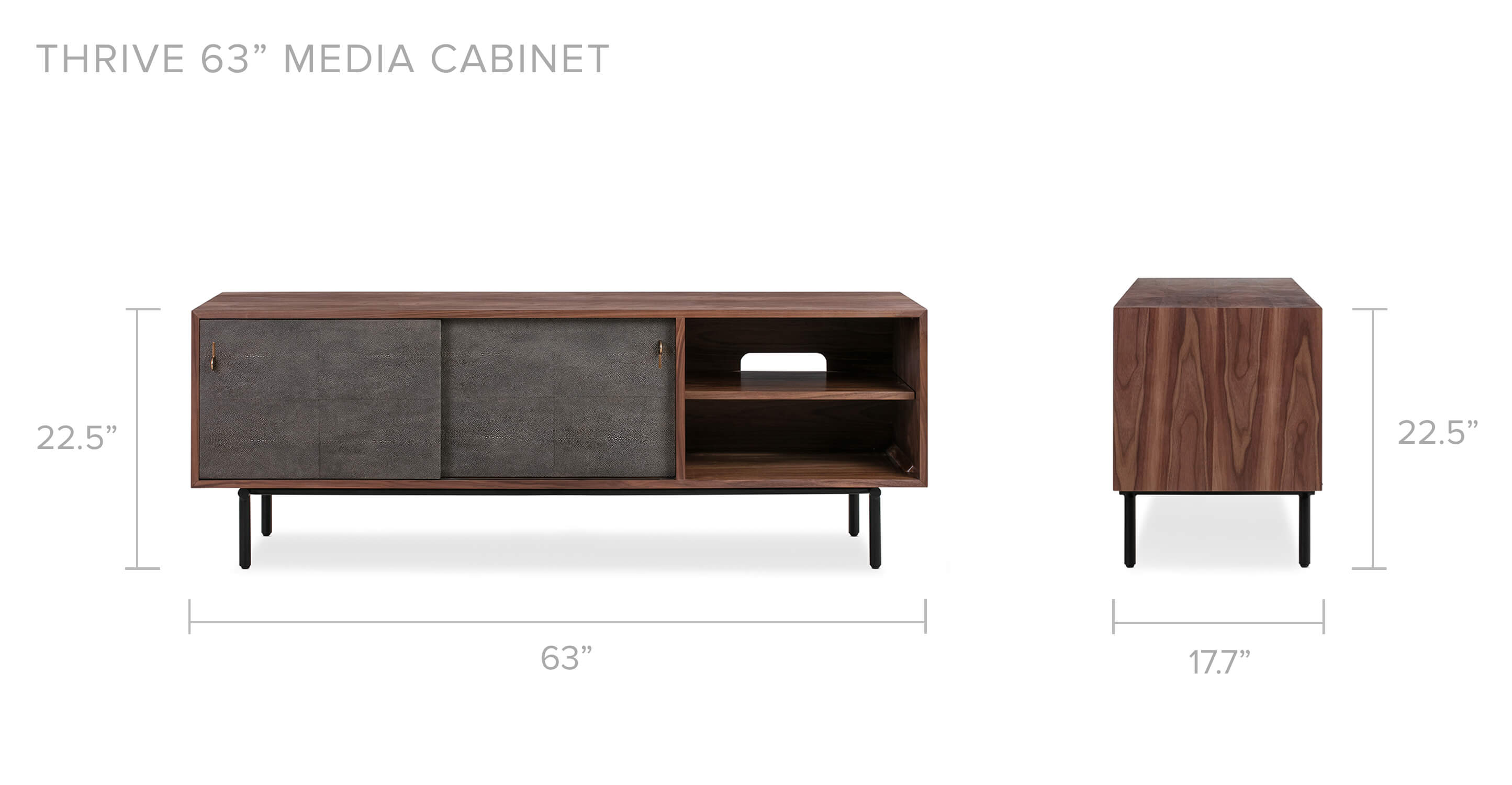 Thrive 63" Media Cabinet Shagreen Leather