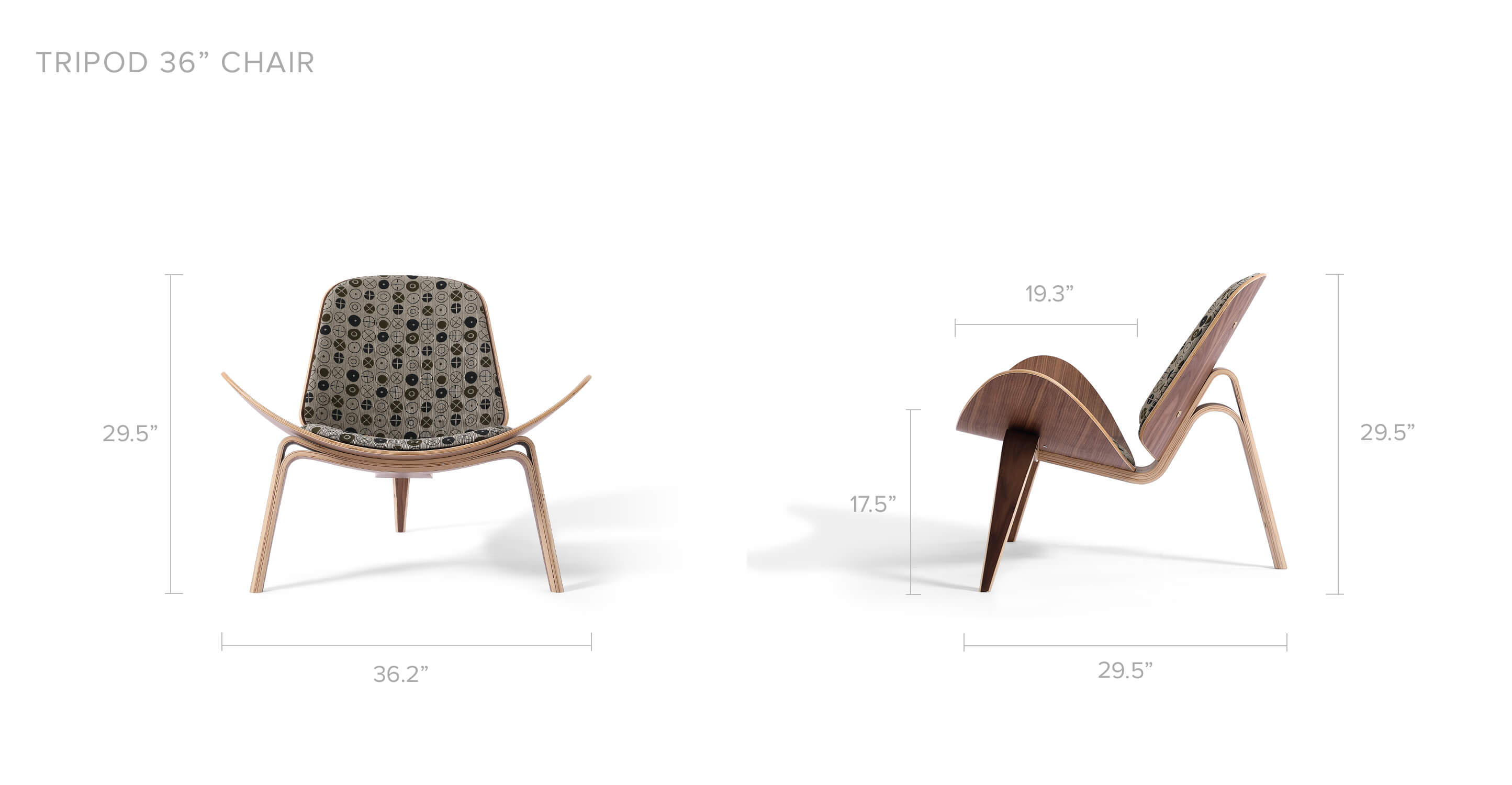 Walnut/Circles Fatigue Tripod 36" Fabric Chair