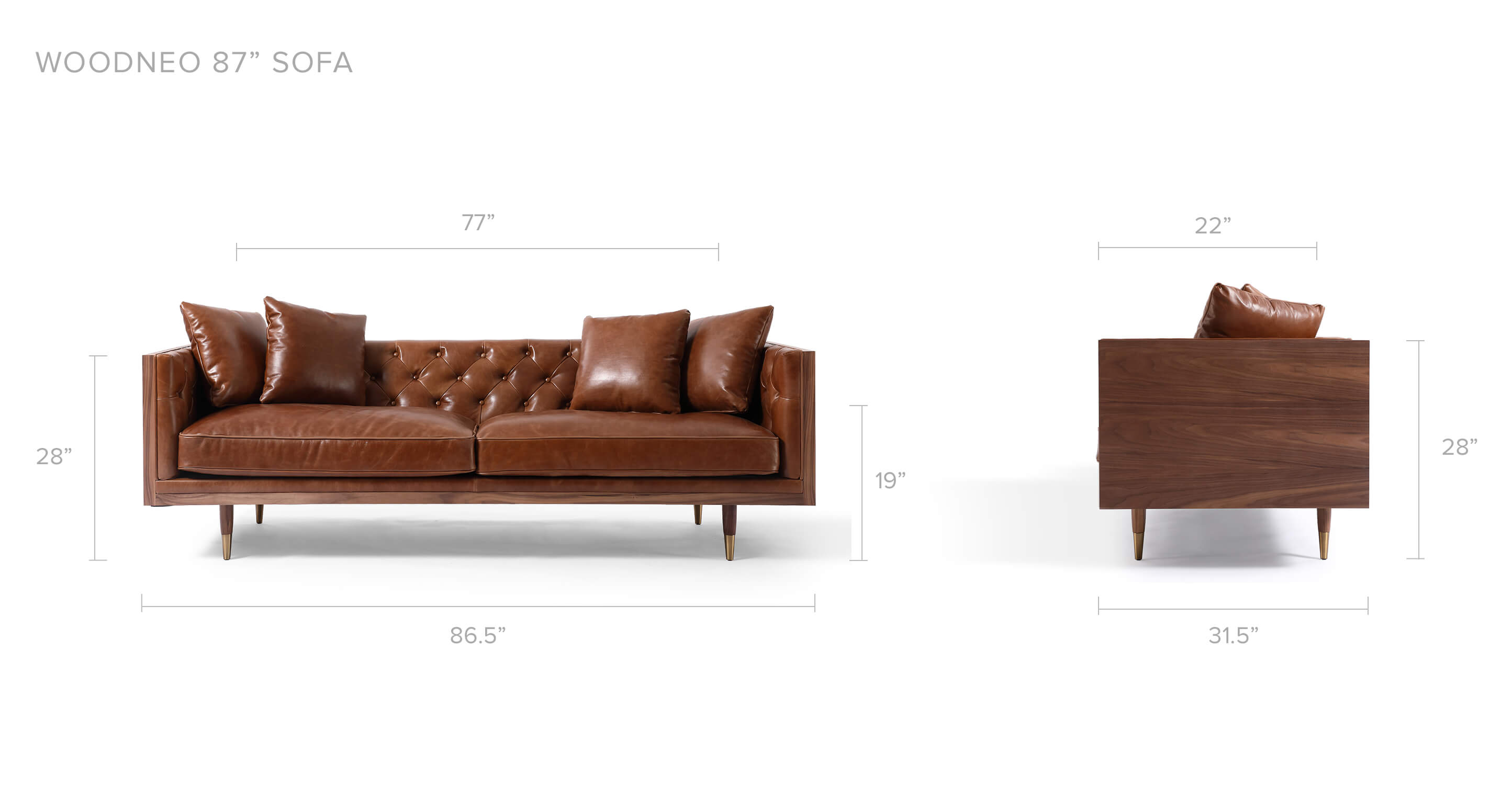 Woodrow Neo 87" Leather Sofa modern leather couch