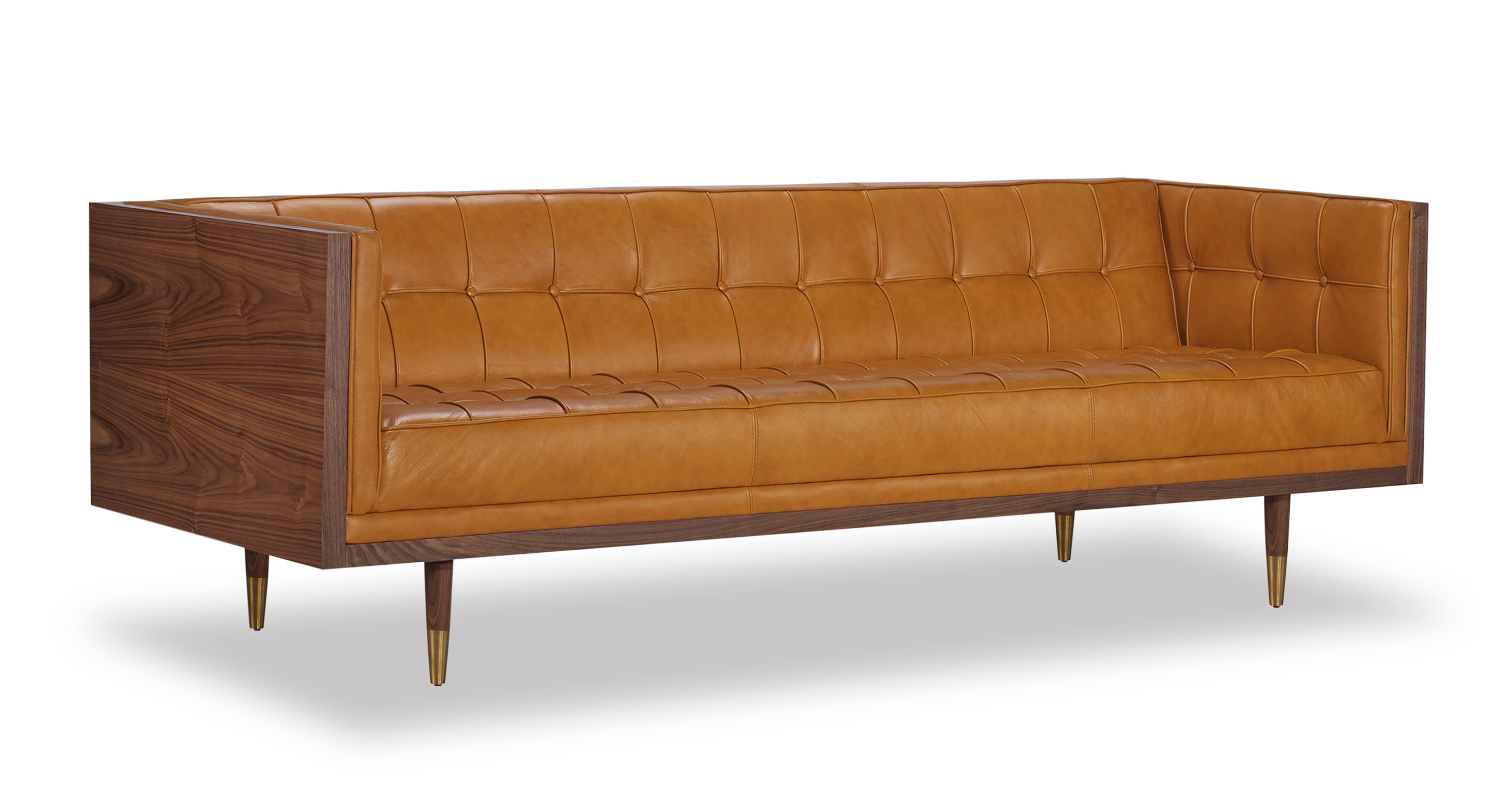 Mid-Century Modern Box Sofa (Aniline Tan Leather) | Kardiel