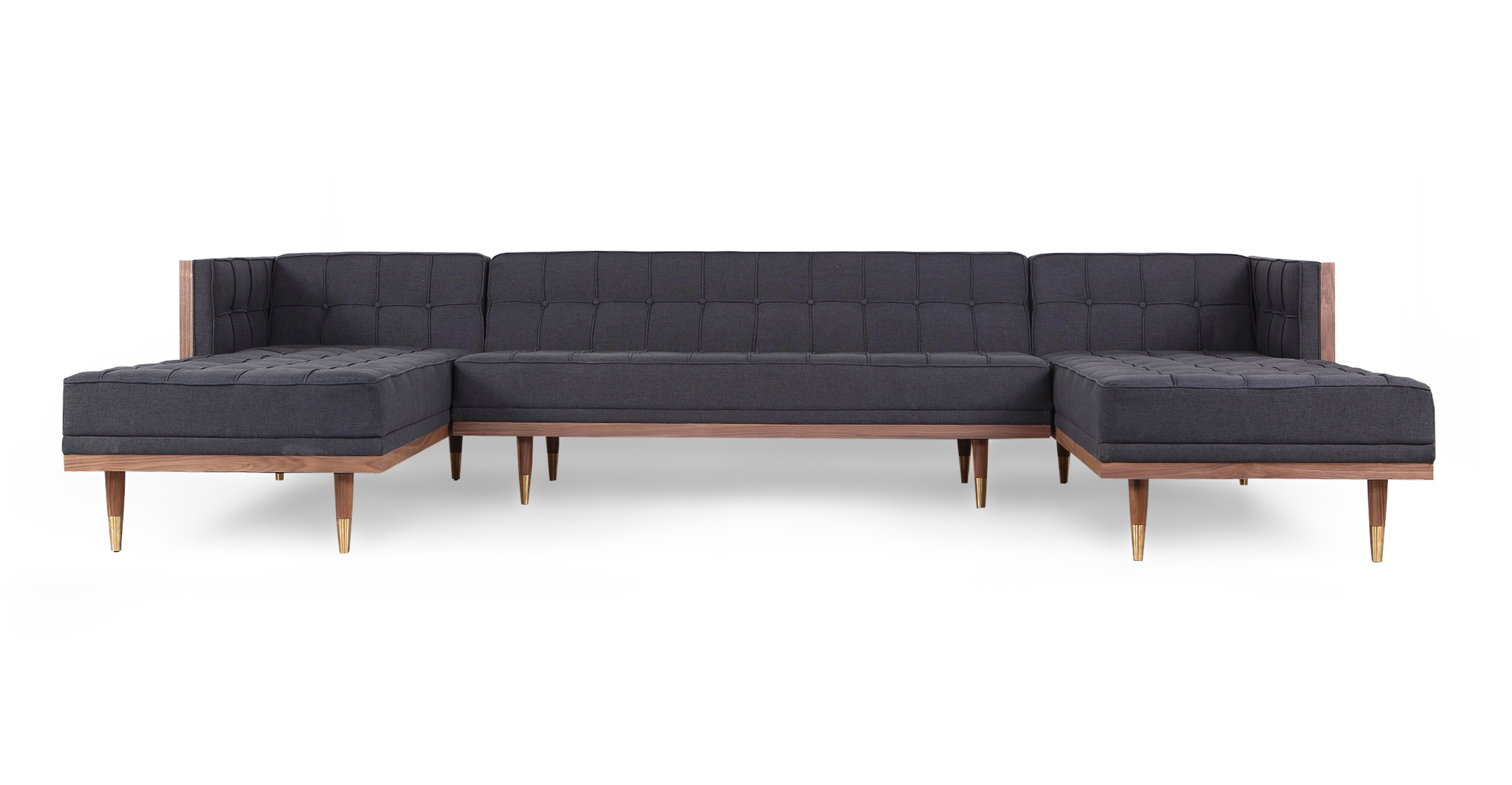 Woodrow Box 100 Leather Sofa Sectional Left, Walnut/White Aniline - Kardiel