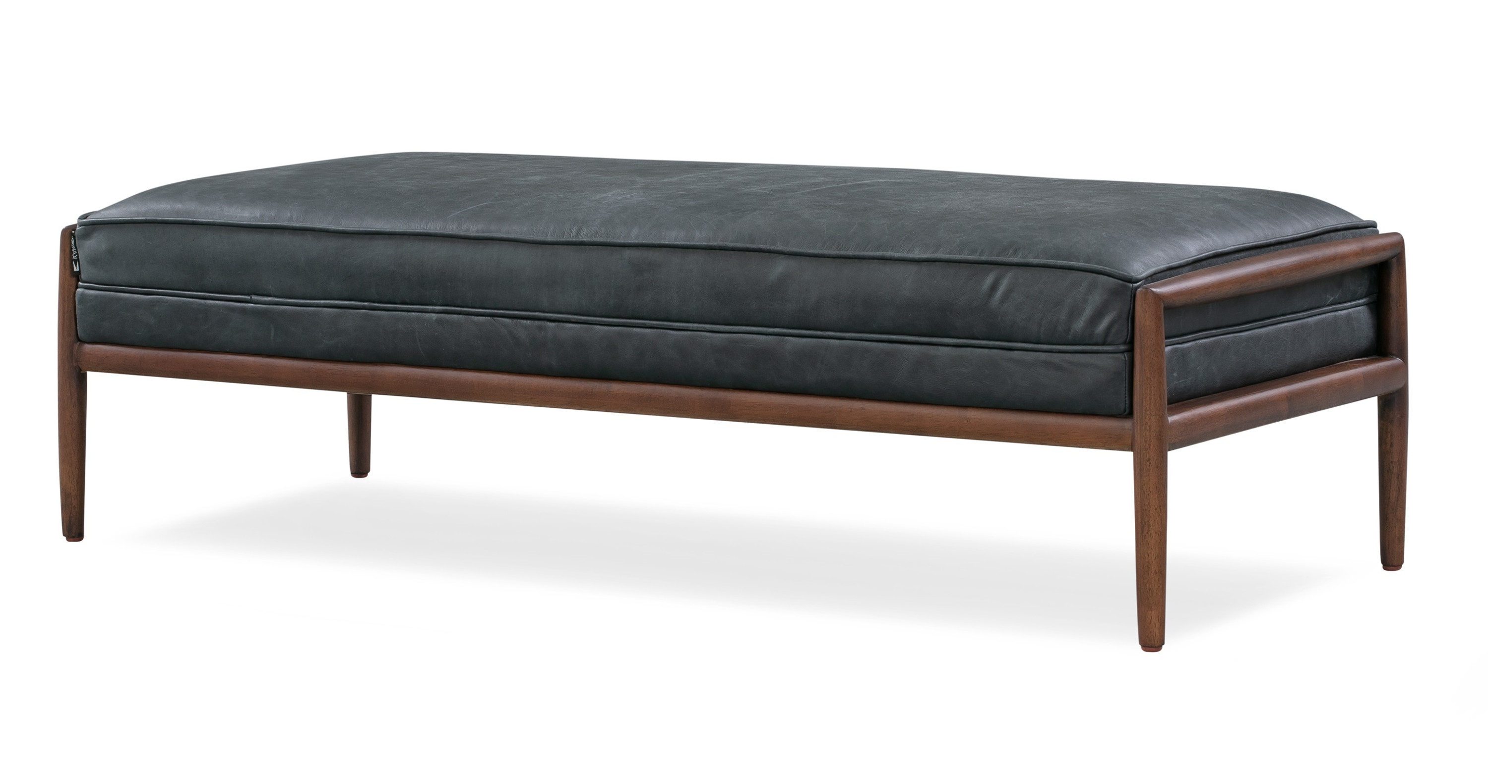 Fritz 55 Leather Bench, Walnut/Milano Black - Kardiel