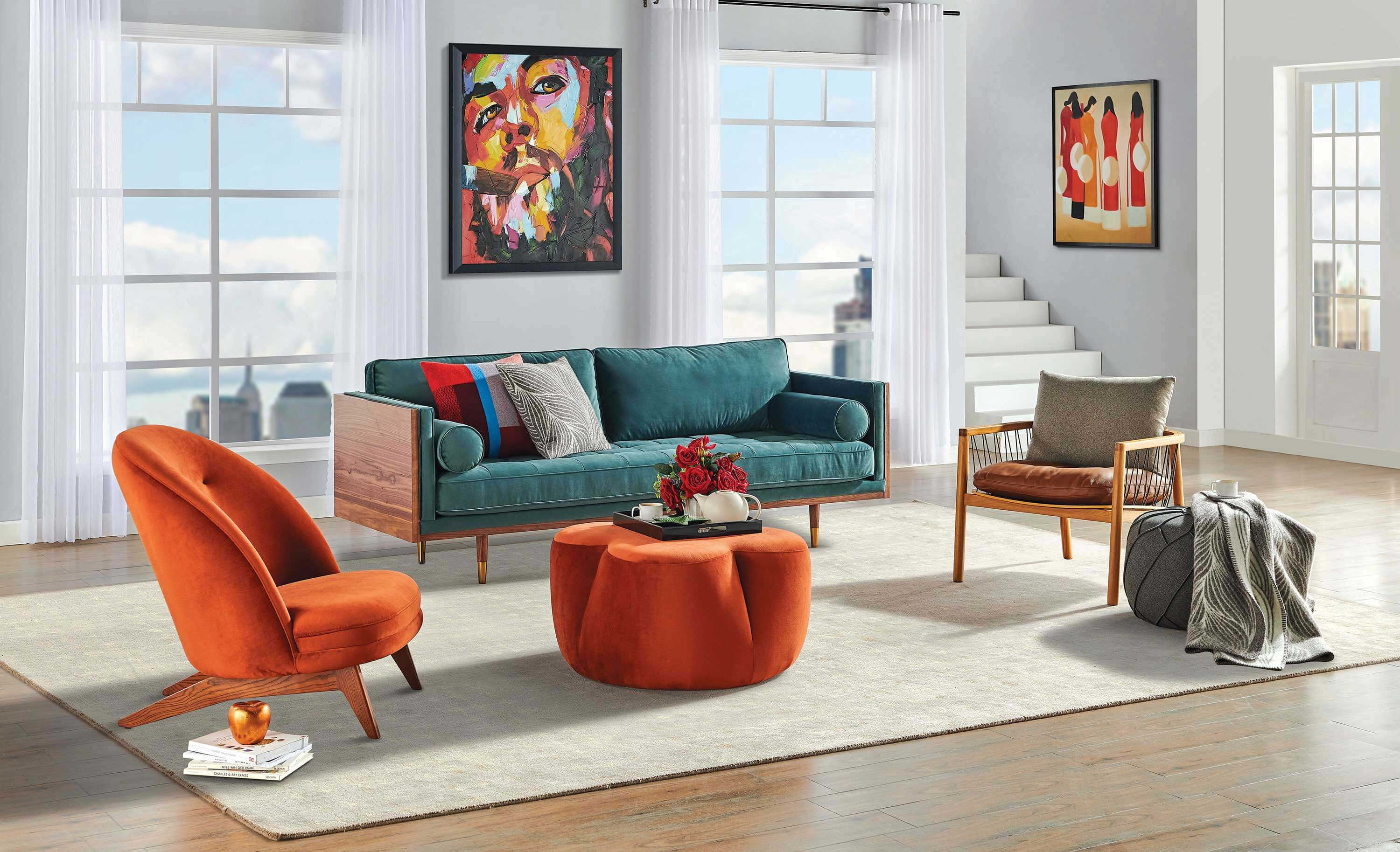 mid century modern living room furniture