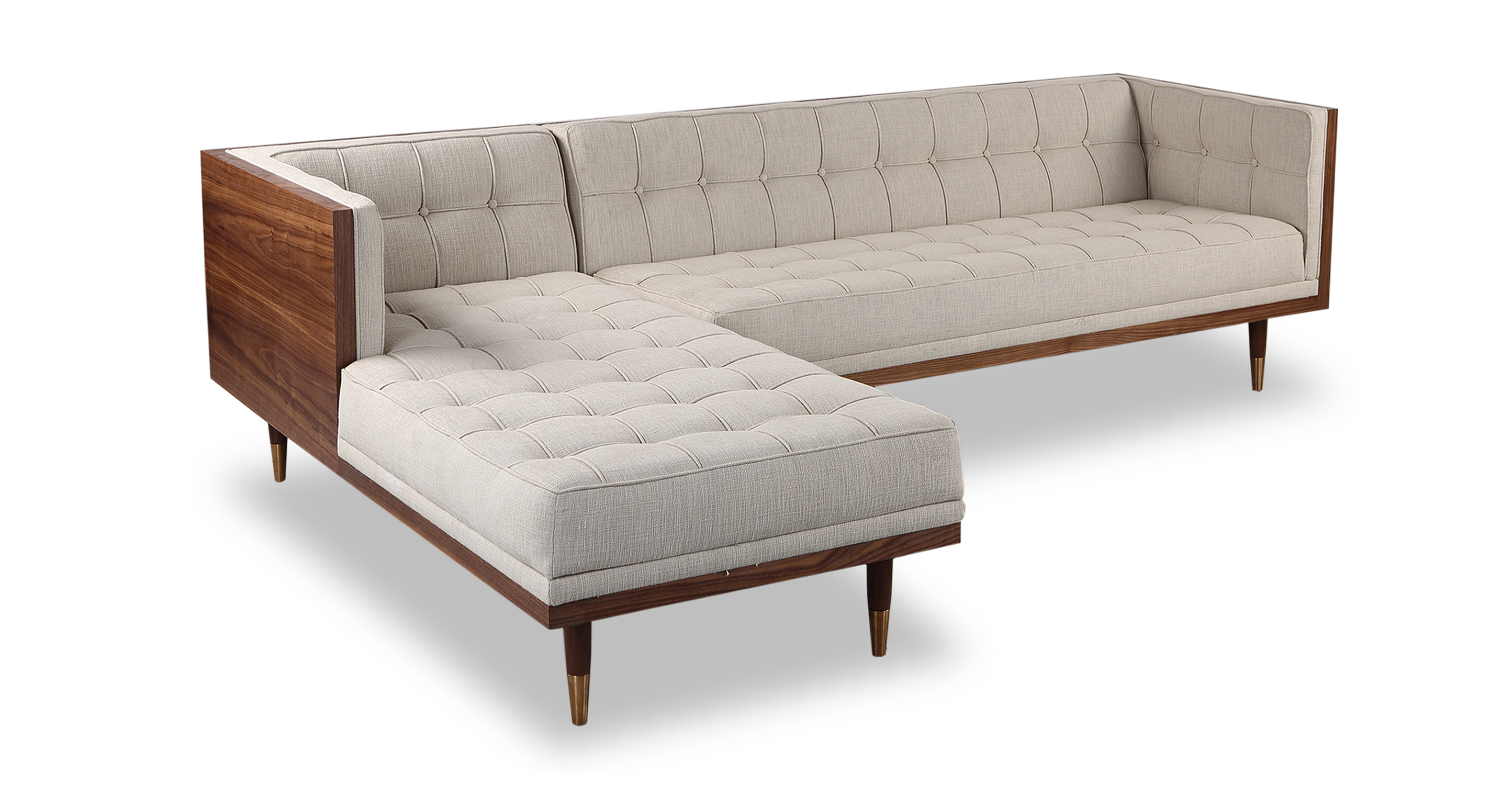 Sui knop Keuze Woodrow Box 100" Fabric Sofa Sectional Left, Walnut/Urban Hemp - Kardiel