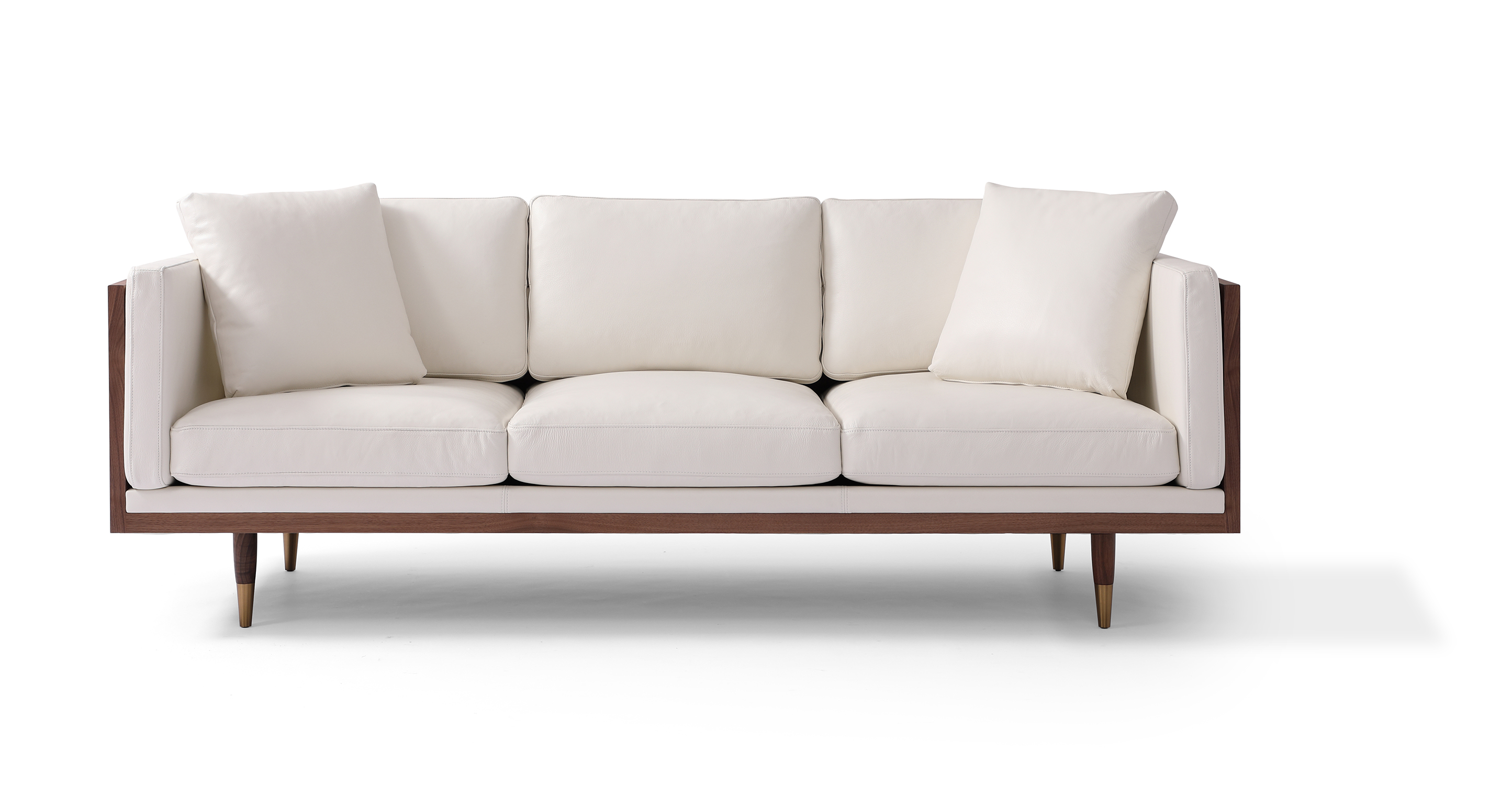 Woodrow Lush 87 Leather Sofa, Walnut/White Aniline - Kardiel