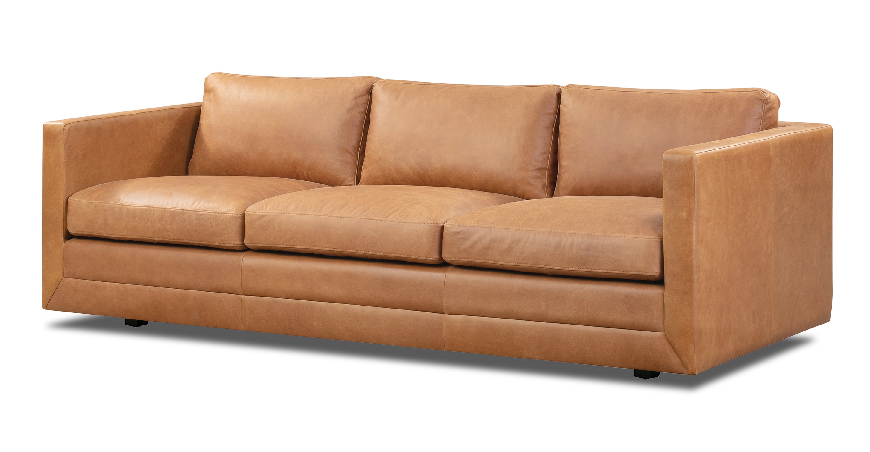 Perrigo 85 Top Grain Italian Leather Match Sofa with 2 Accent Pillows