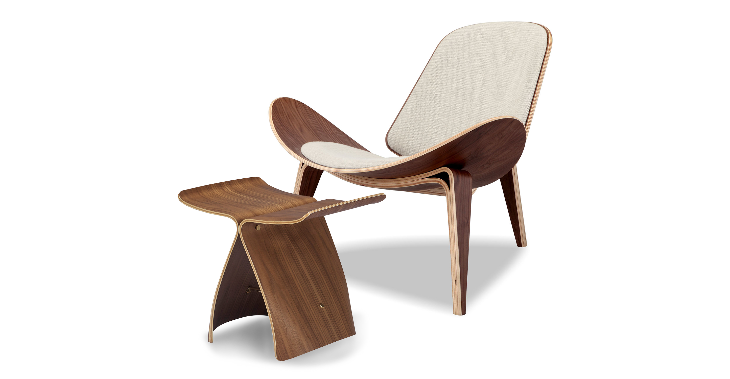 Tripod Fabric Chair 2-pc Set, Walnut/Urban Hemp