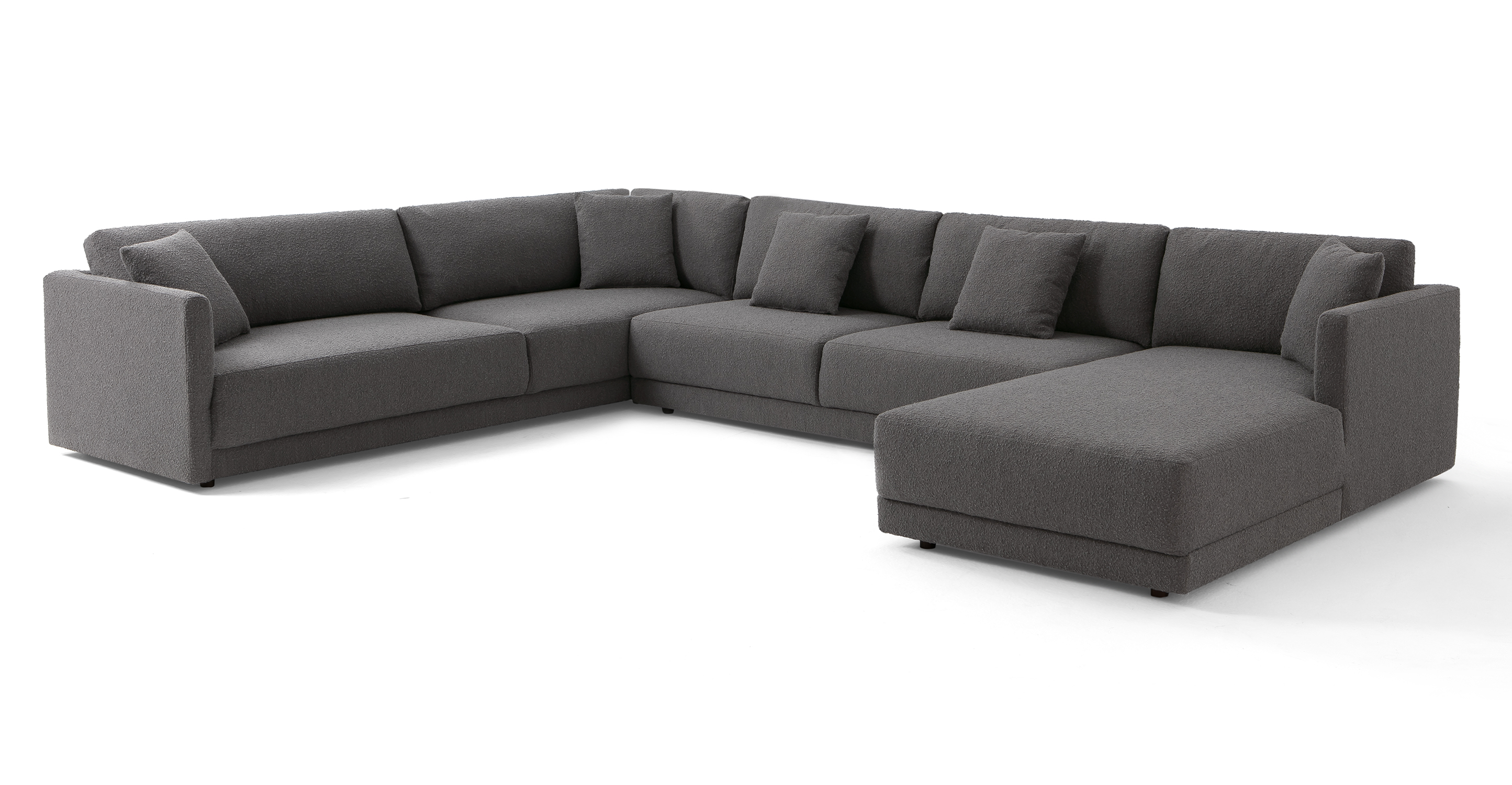 Domus 155" 3-pc 3-Sided Sofa Sectional Right, Gris Boucle