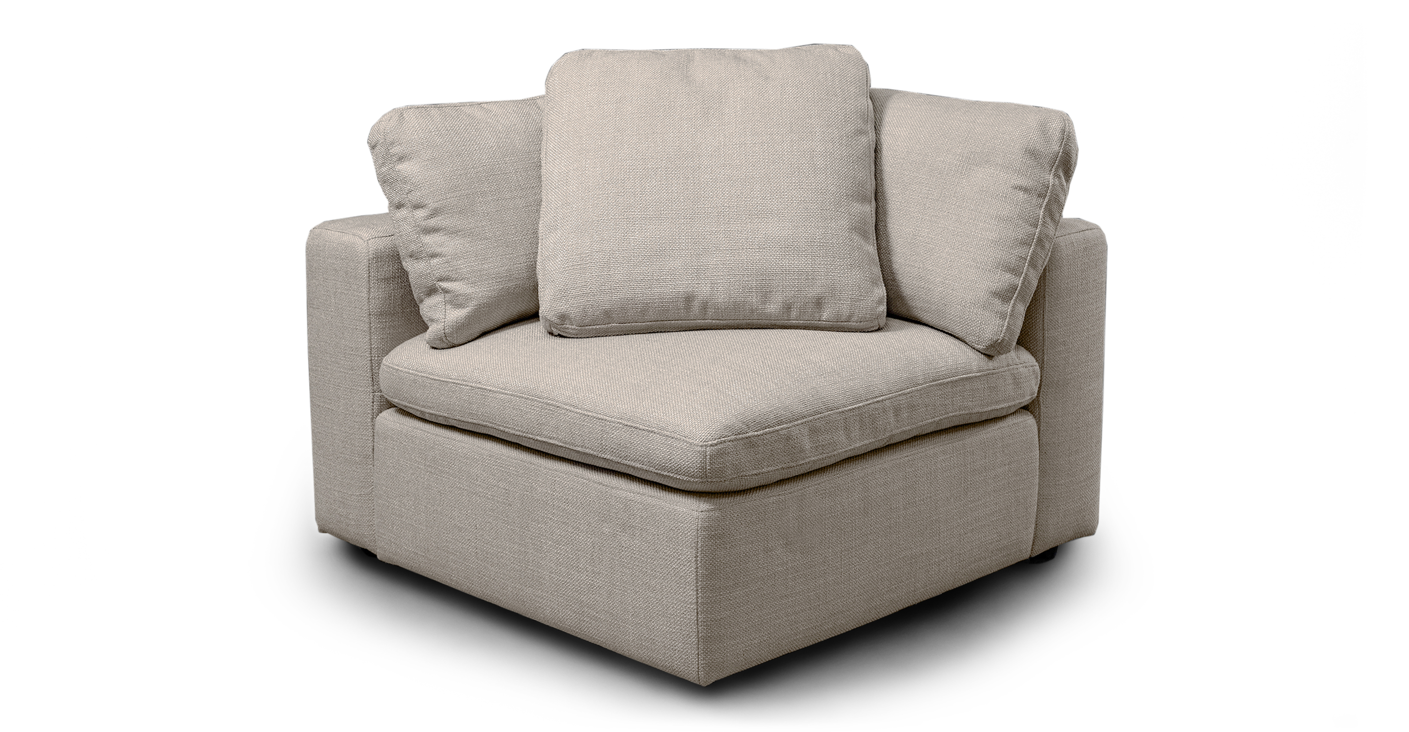 Modern, 100% upholstered floor style chair. Nest series component Corner chair.