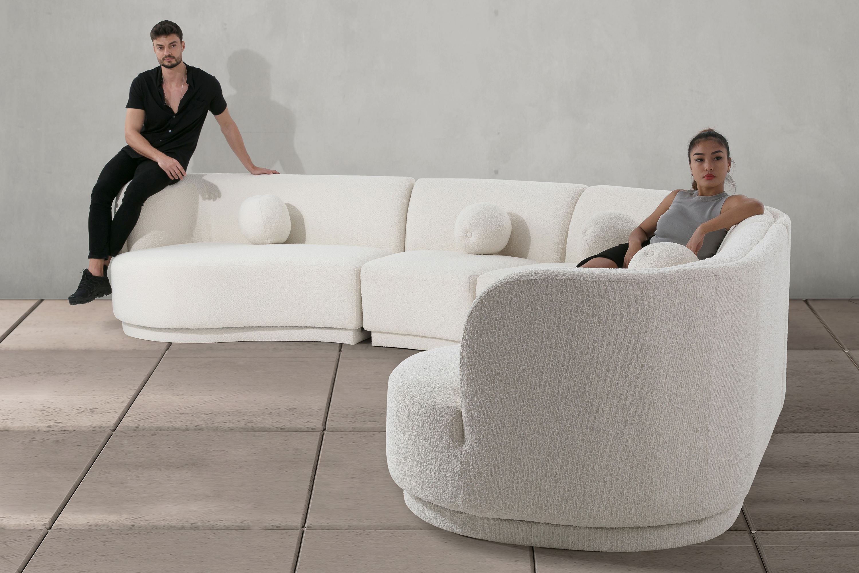 Swoosh Modular 158 Galveston 4-pc Sofa, Blanc Boucle - Kardiel