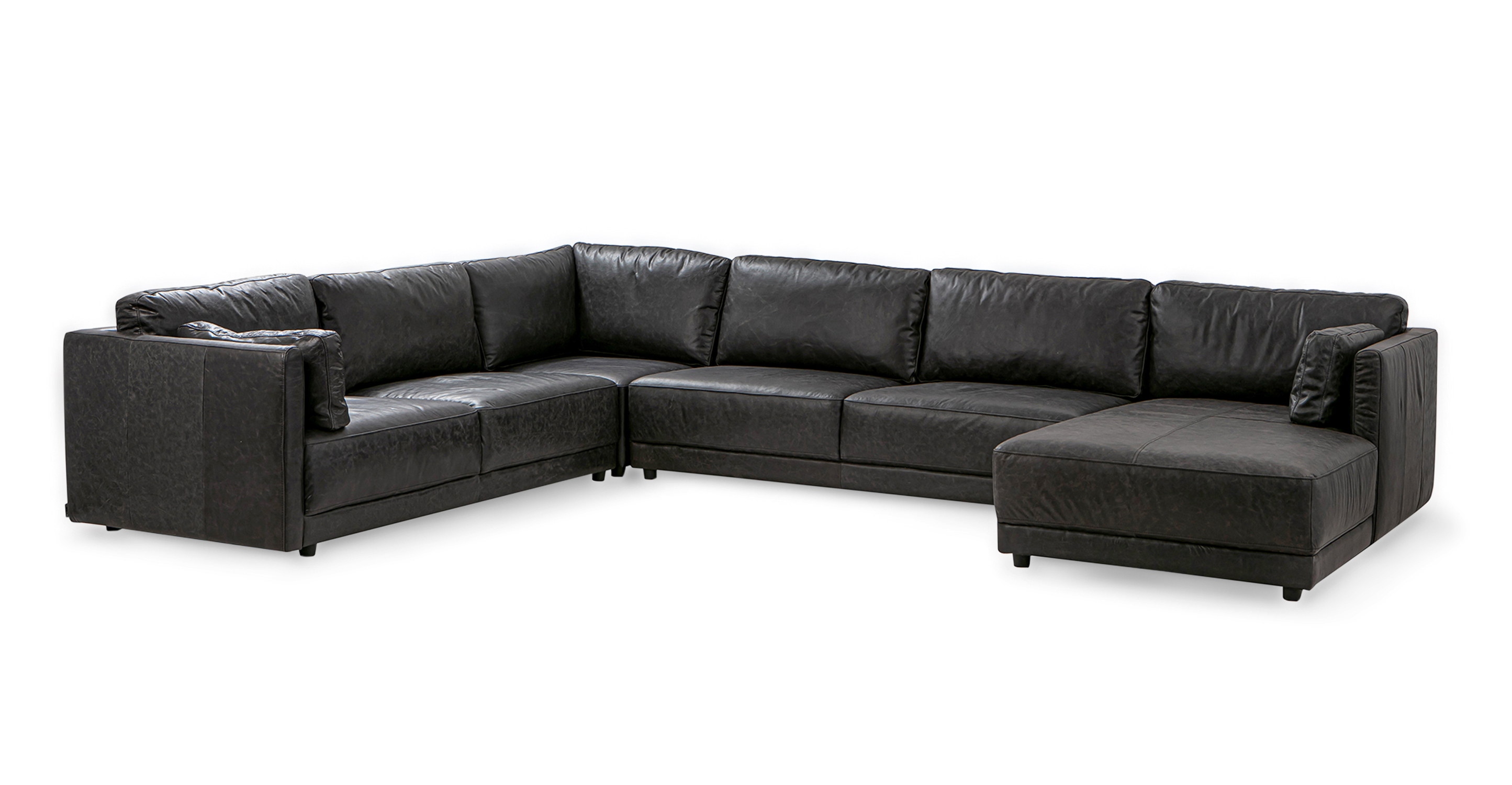 Domus 149" 4-pc 3-Sided Sofa Sectional Right, Ebony