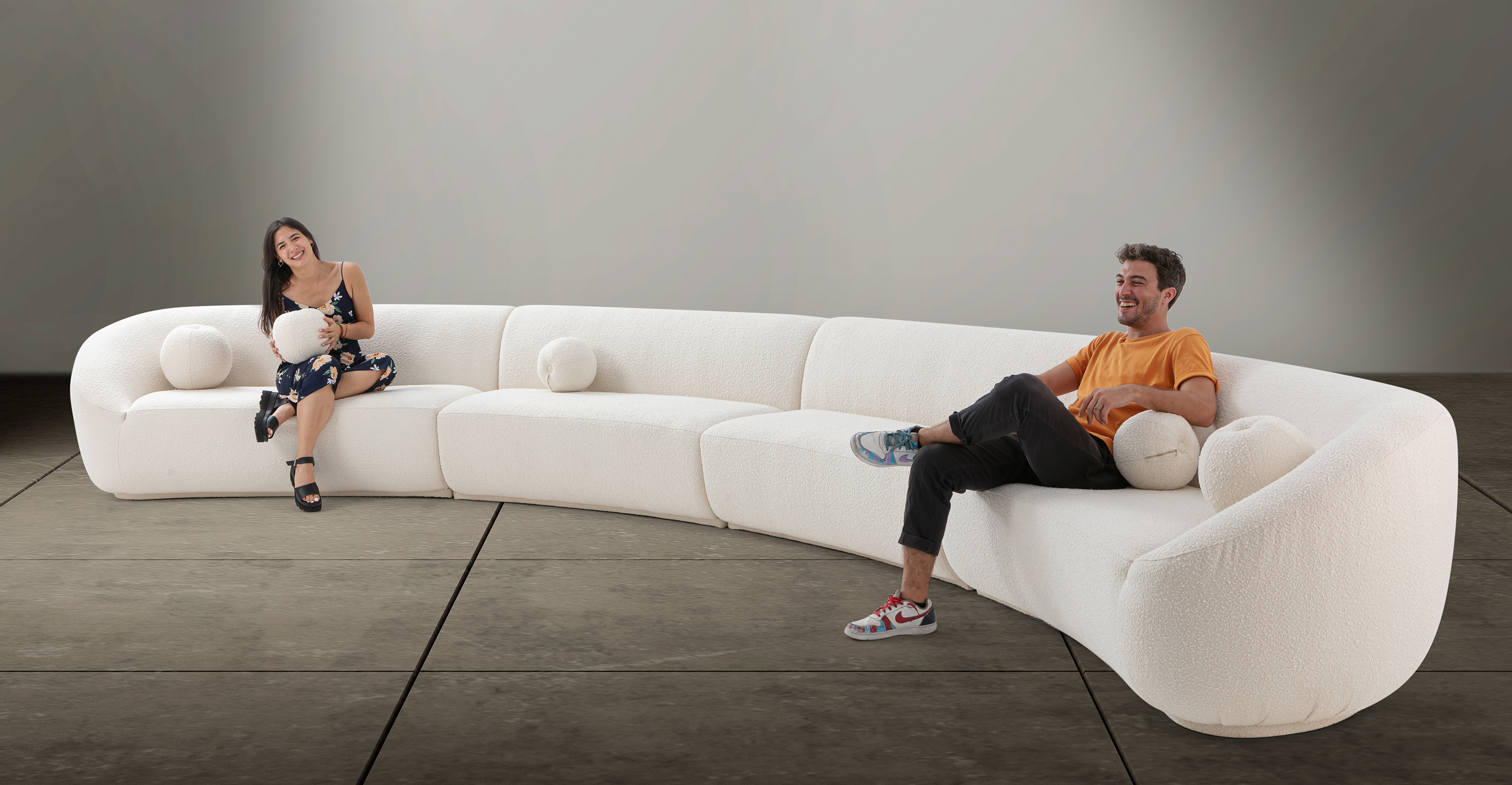 Swoosh Modular 158 Galveston 4-pc Sofa, Blanc Boucle - Kardiel