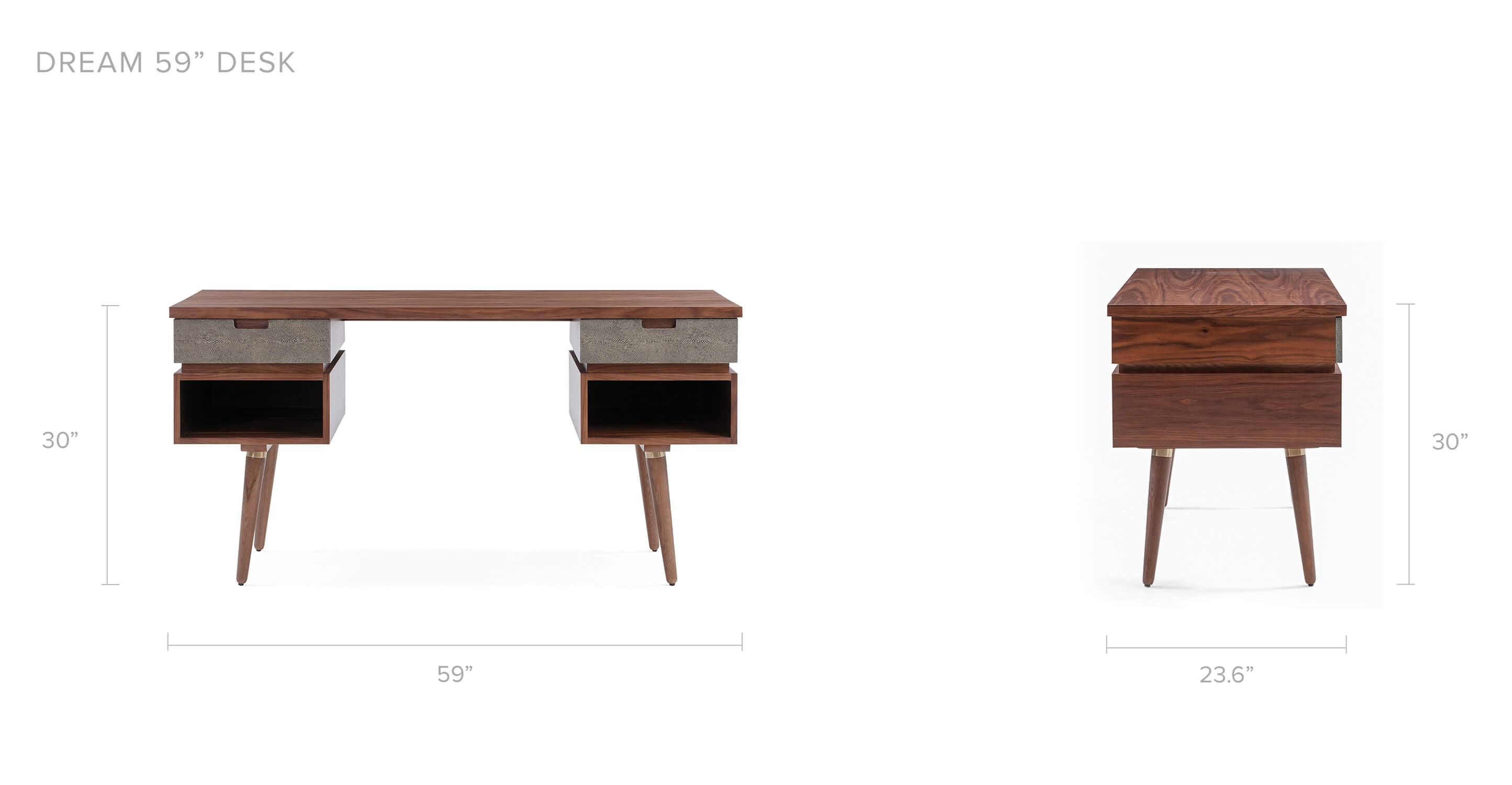 Urbane 55 Writing Desk, Walnut - Kardiel