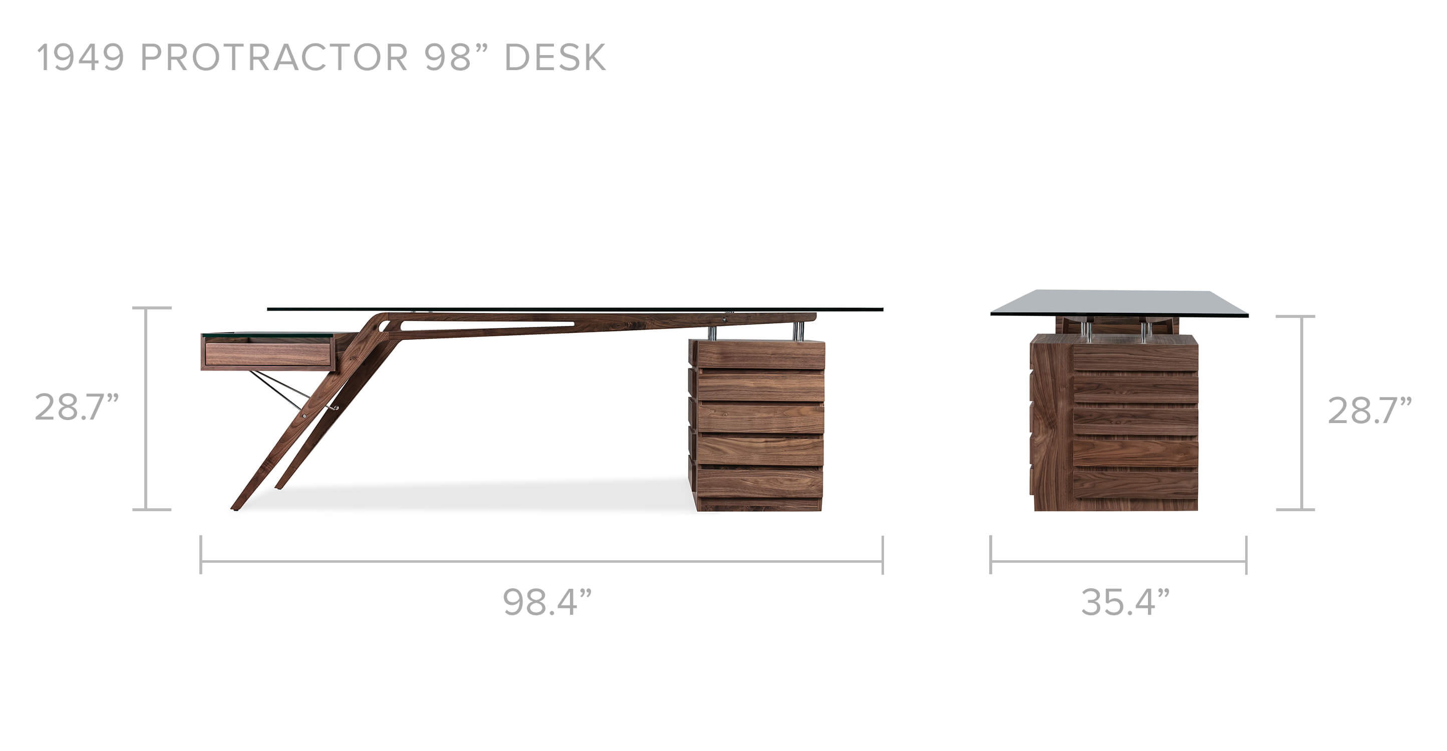 Urbane 55 Writing Desk, Walnut - Kardiel