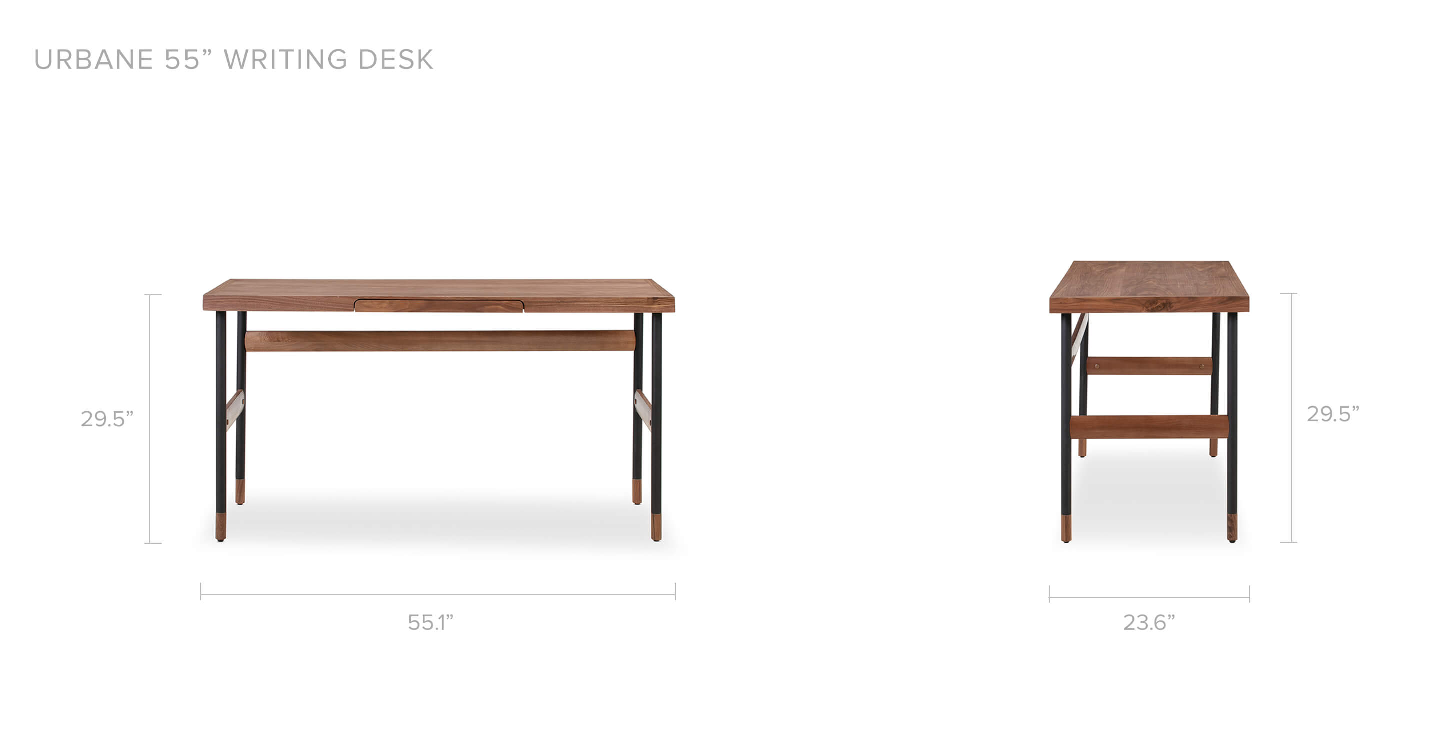 Urbane 55 Writing Desk, Walnut - Kardiel