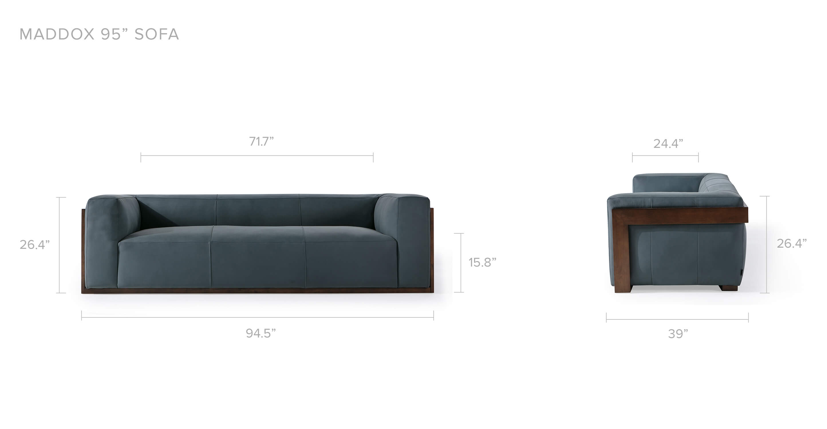 Maddox 95 Leather Sofa, Azure Nubuck - Kardiel