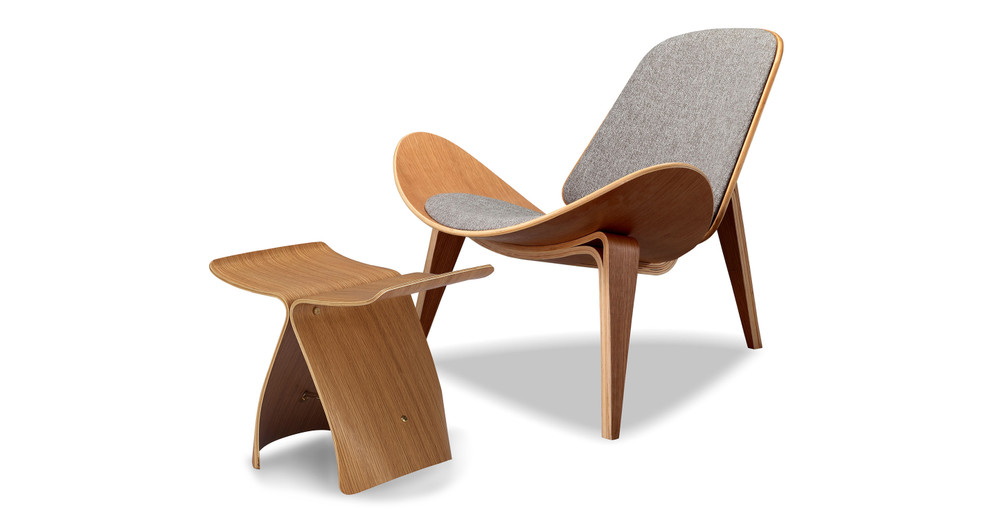 Tripod Fabric Chair 2-pc Set, Oak/Urban Pebble - Kardiel